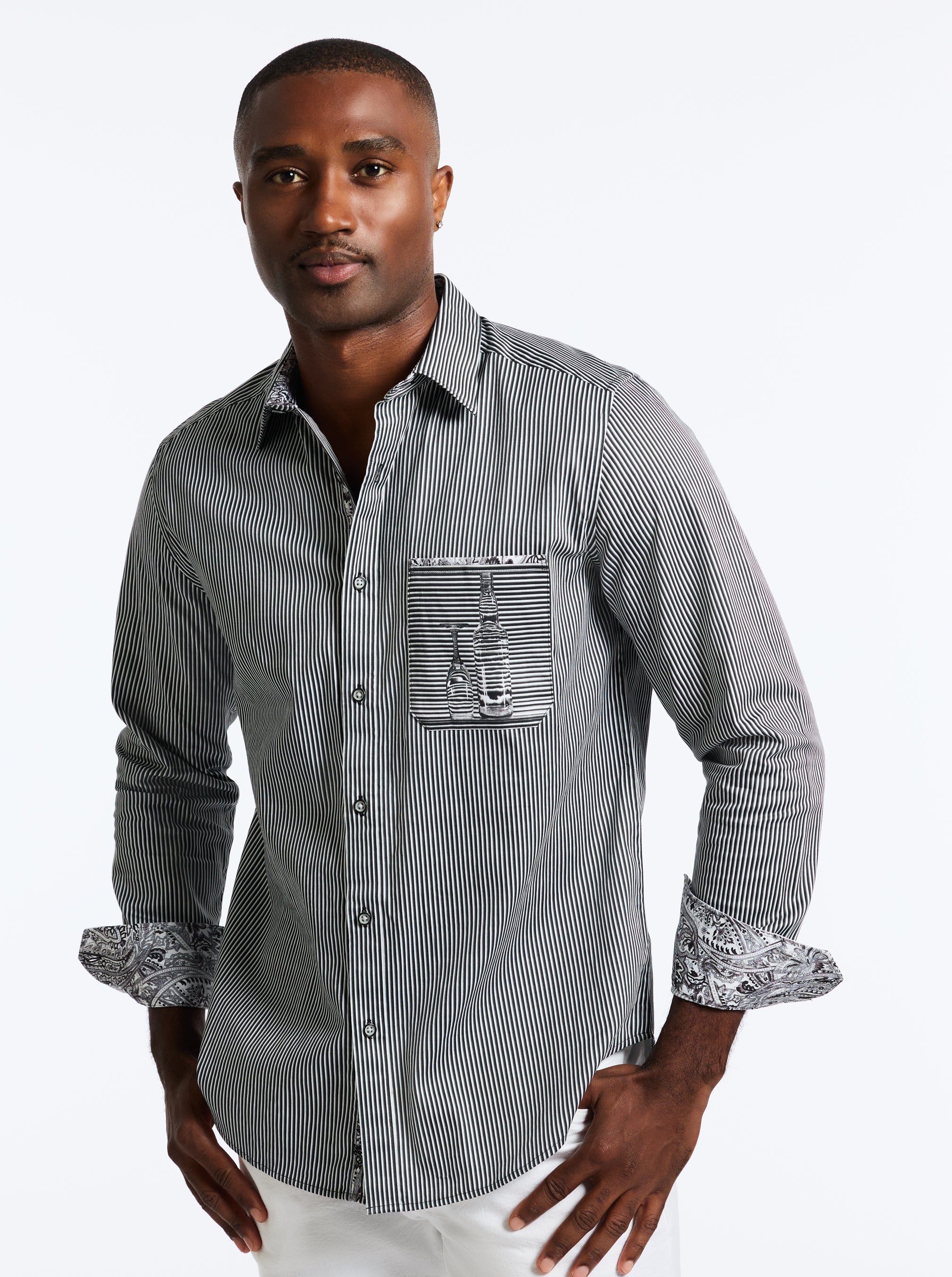PERSPECTIVE LONG SLEEVE BUTTON DOWN SHIRT