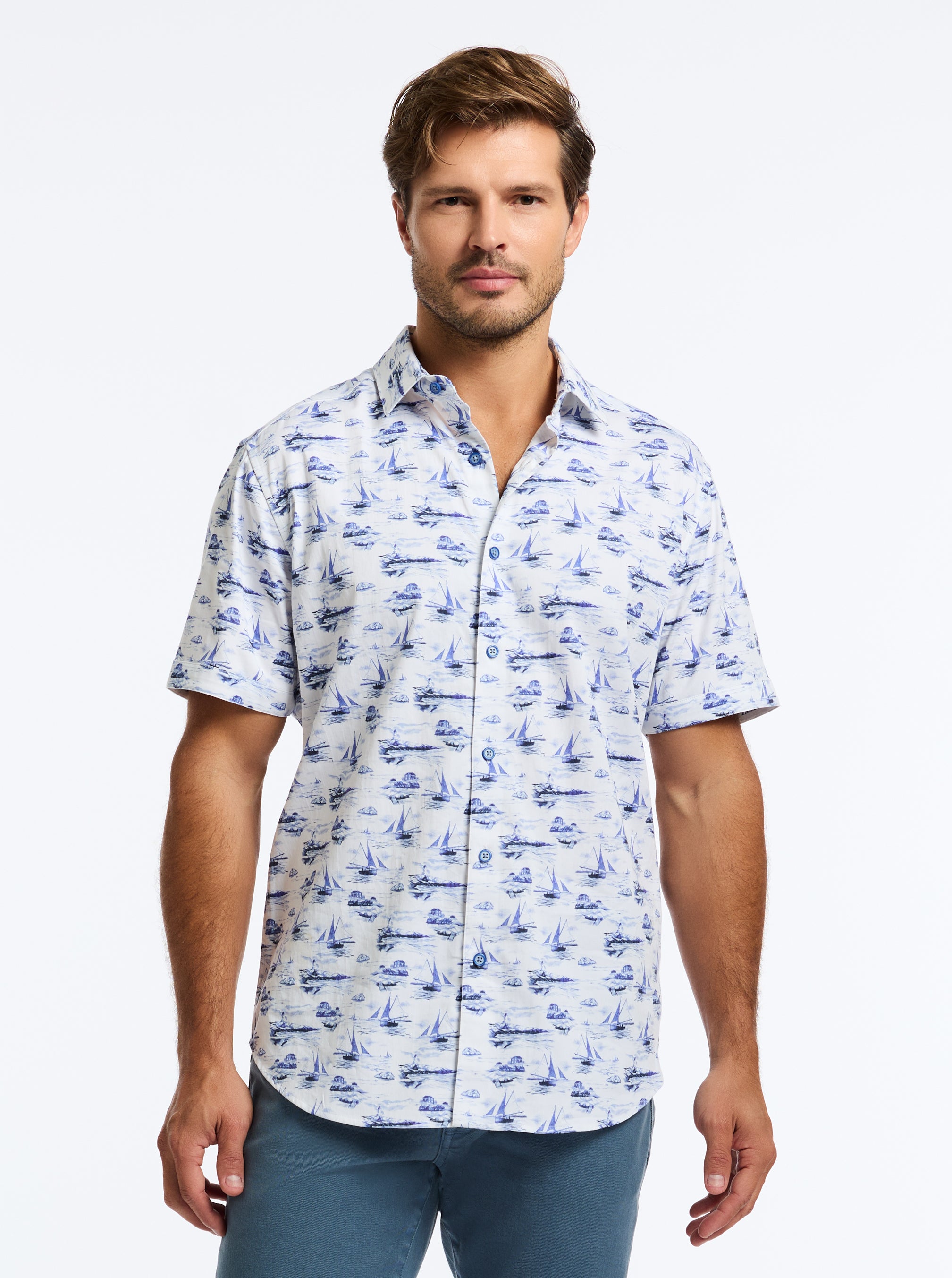ALBORAN SHORT SLEEVE BUTTON DOWN SHIRT
