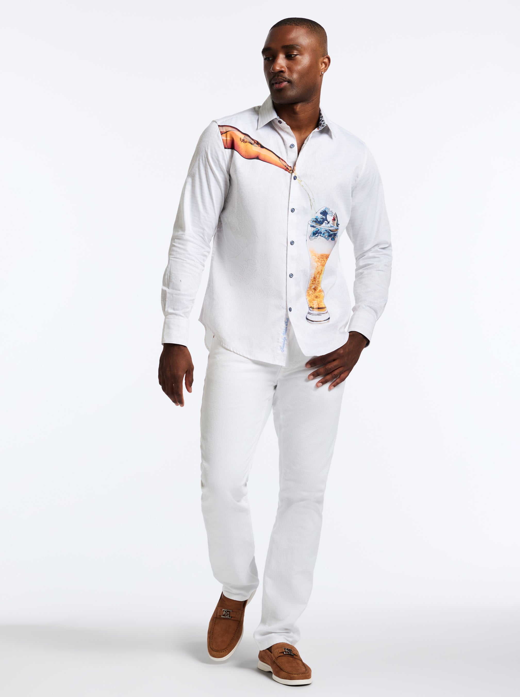 SHARK BREW LONG SLEEVE BUTTON DOWN SHIRT TALL