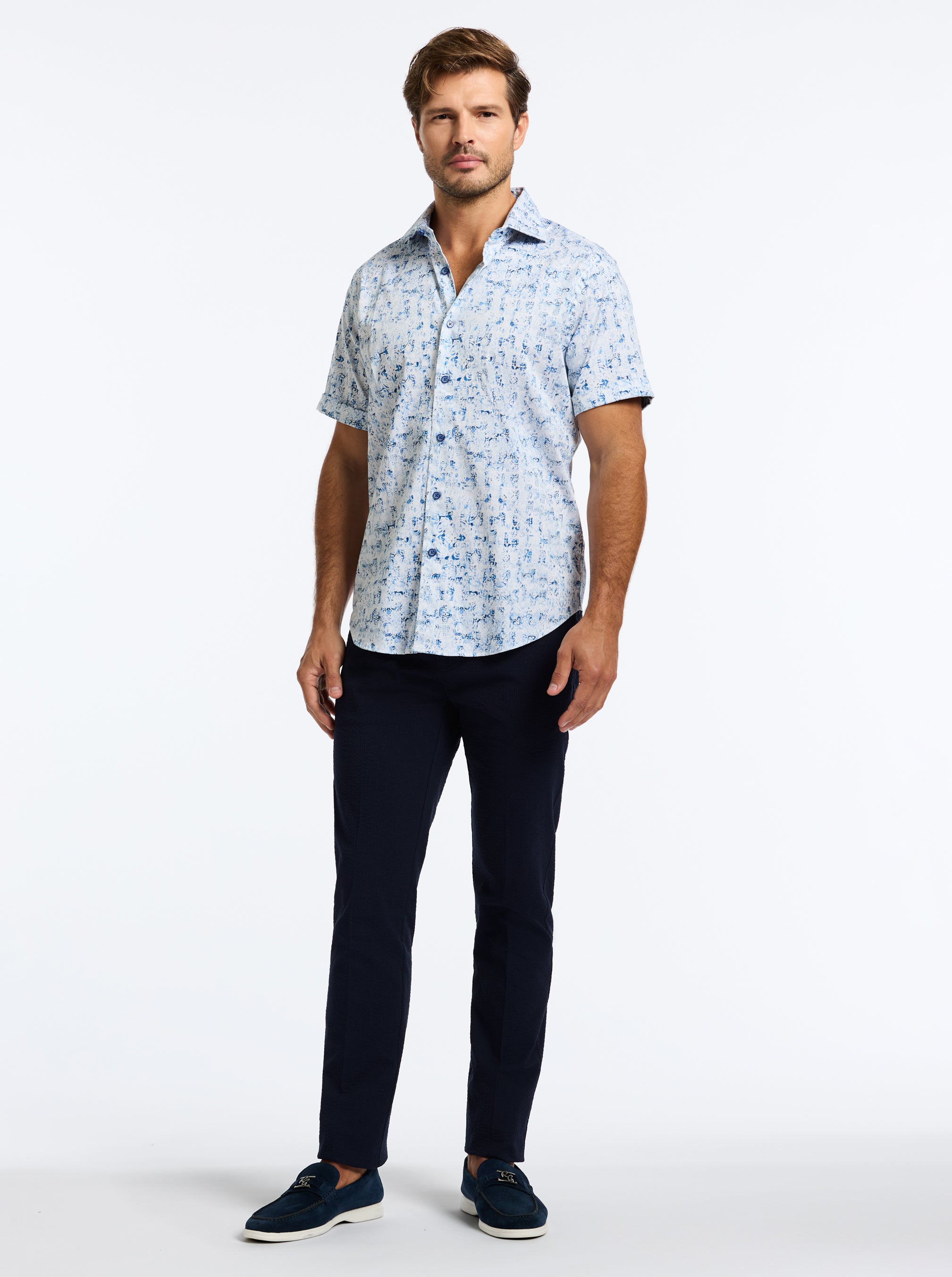 MAKEMO SHORT SLEEVE BUTTON DOWN SHIRT
