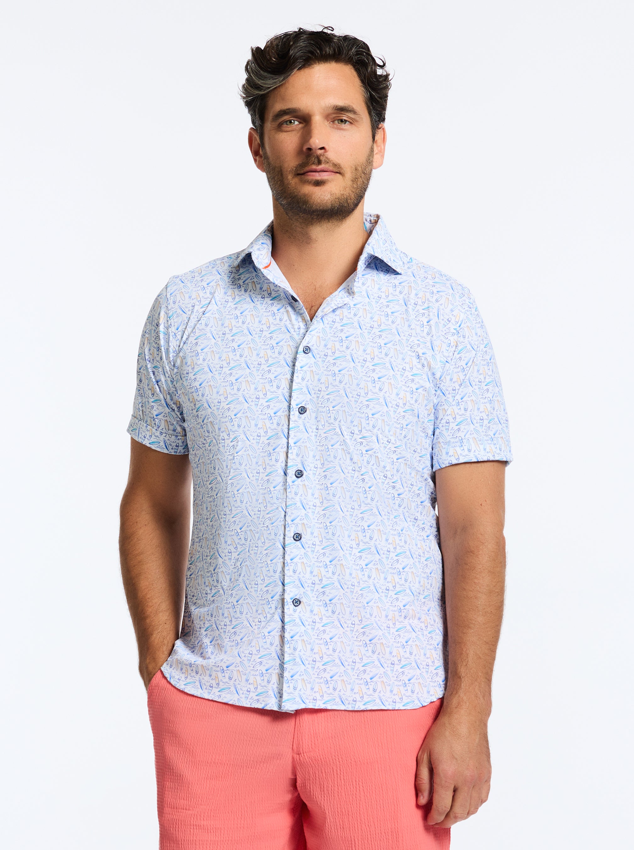 RIPTIDE SHORT SLEEVE BUTTON DOWN SHIRT