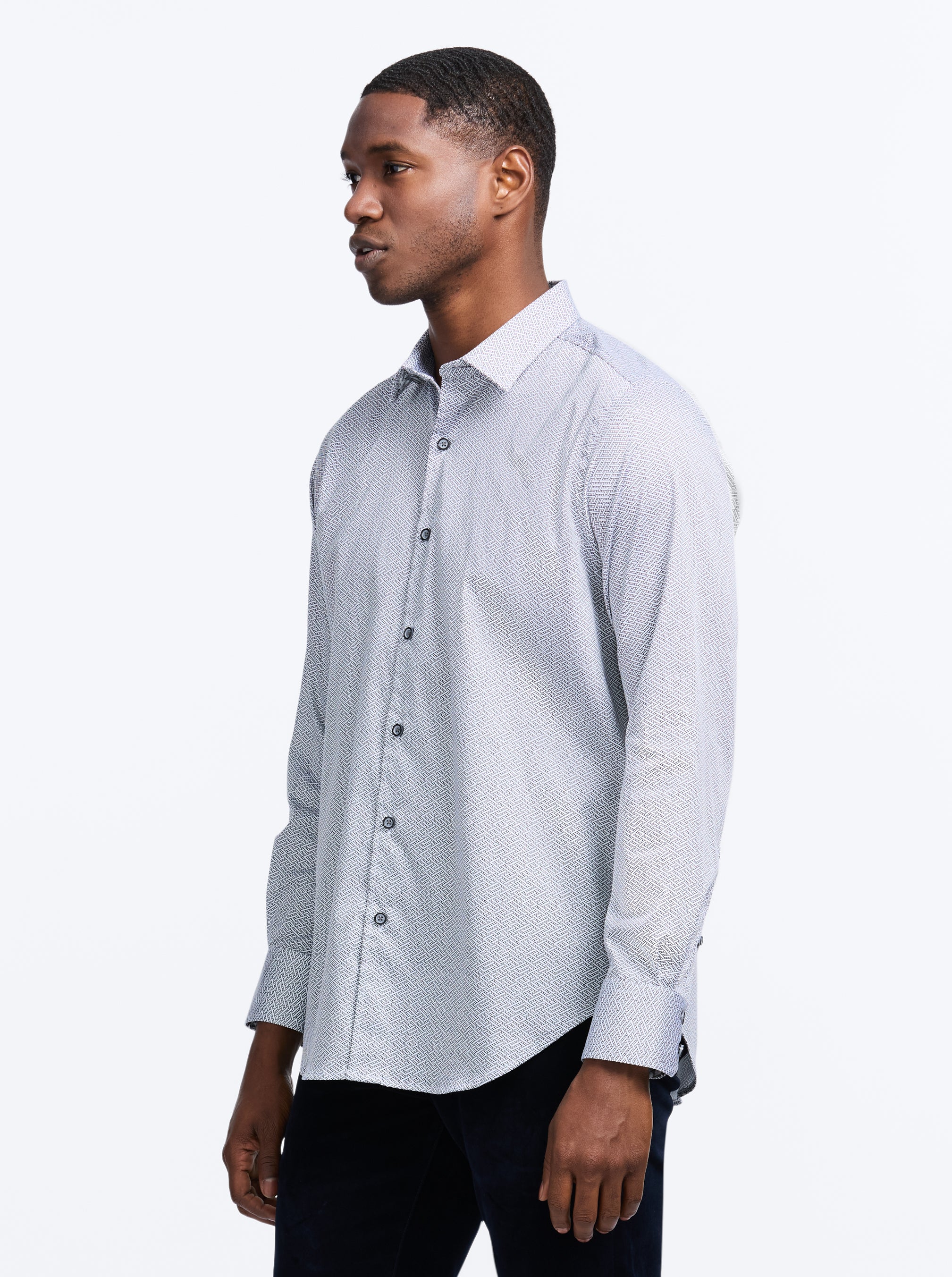 CHESLYN LONG SLEEVE BUTTON DOWN KNIT SHIRT