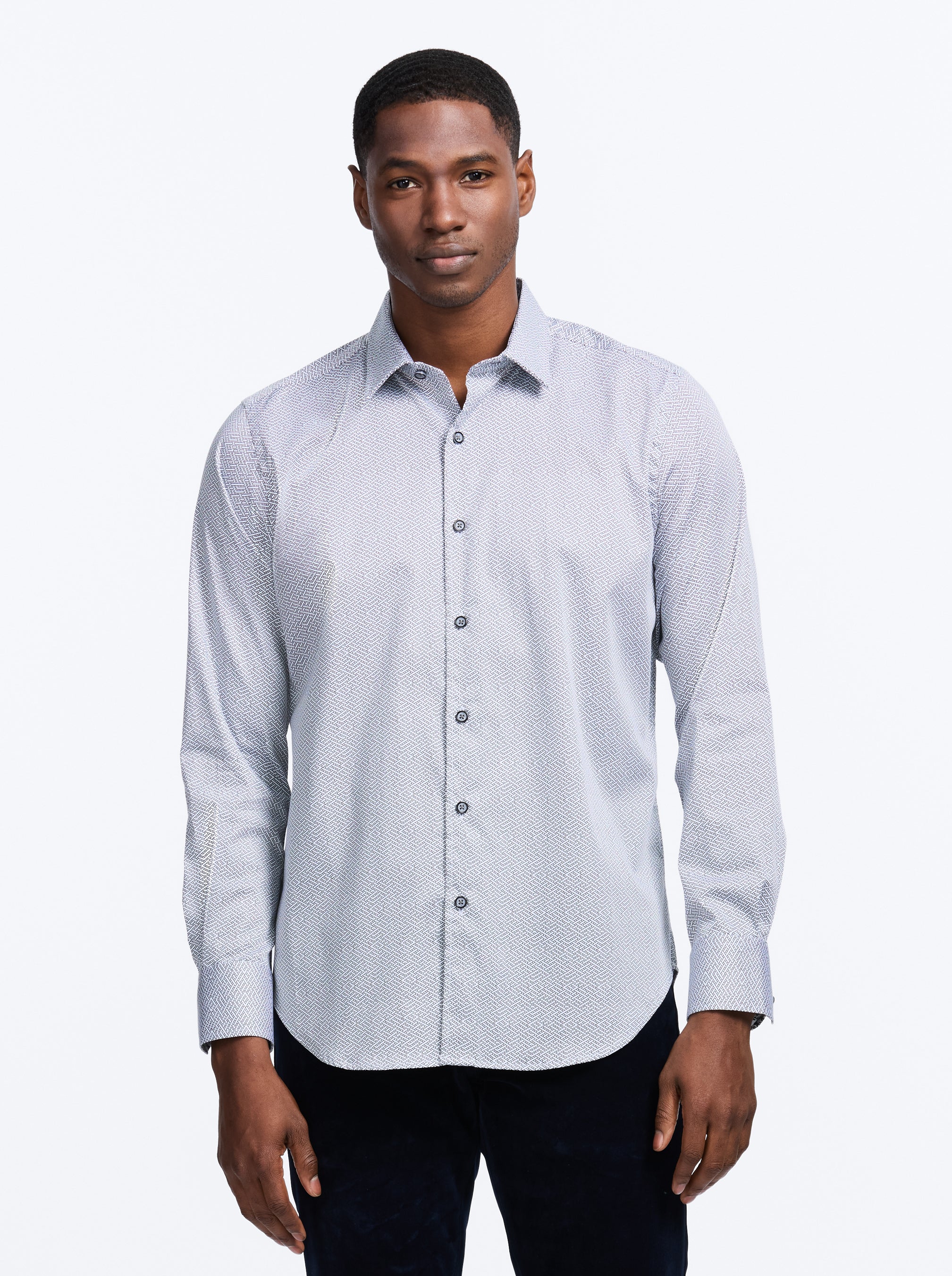CHESLYN LONG SLEEVE BUTTON DOWN KNIT SHIRT
