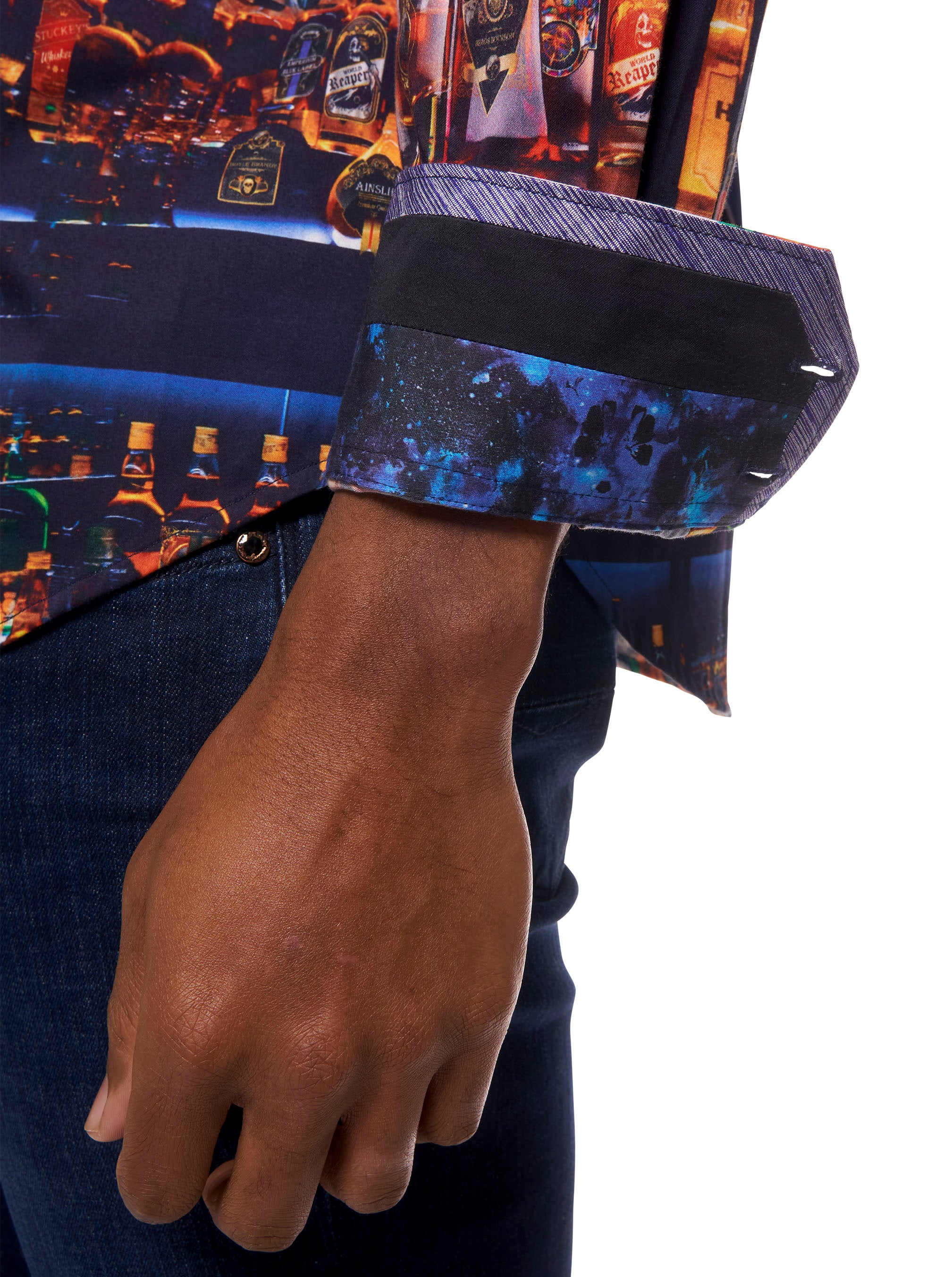 WHISKEY IN JAR LONG SLEEVE BUTTON DOWN SHIRT