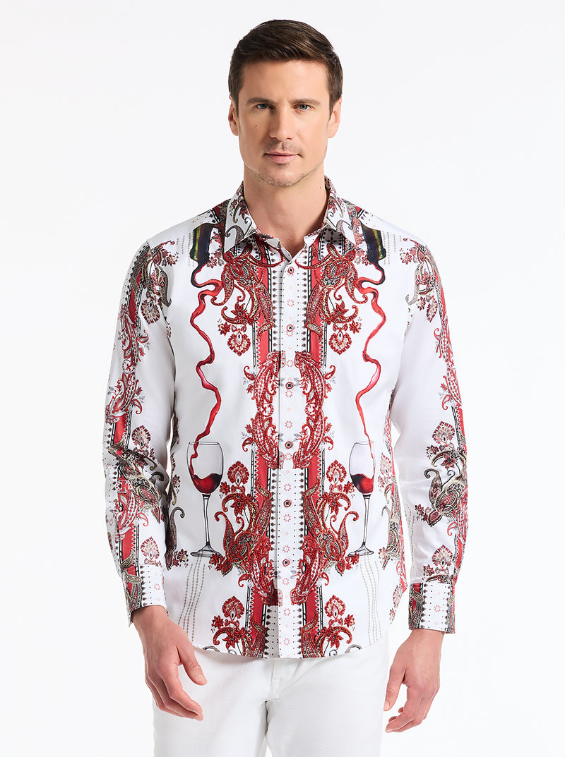NAUGHTY & NICE LONG SLEEVE BUTTON DOWN SHIRT