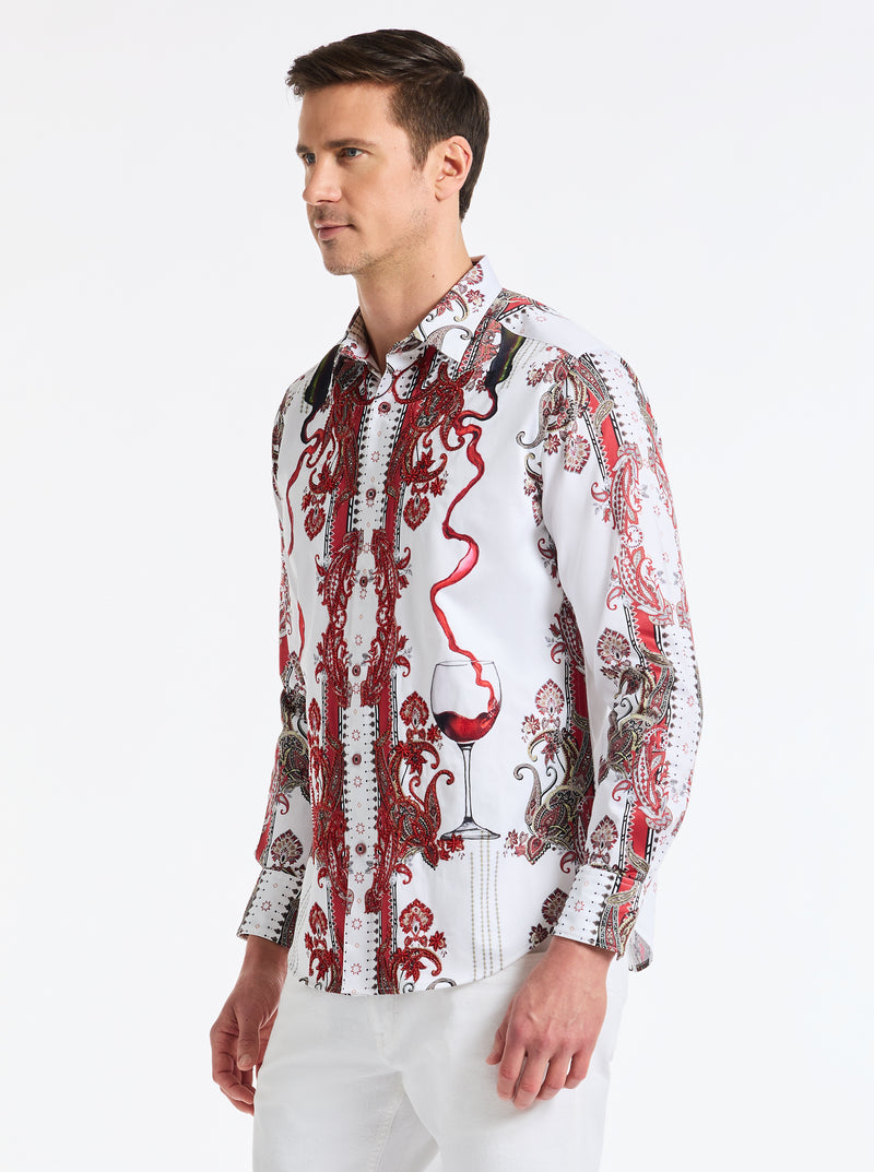 NAUGHTY & NICE LONG SLEEVE BUTTON DOWN SHIRT