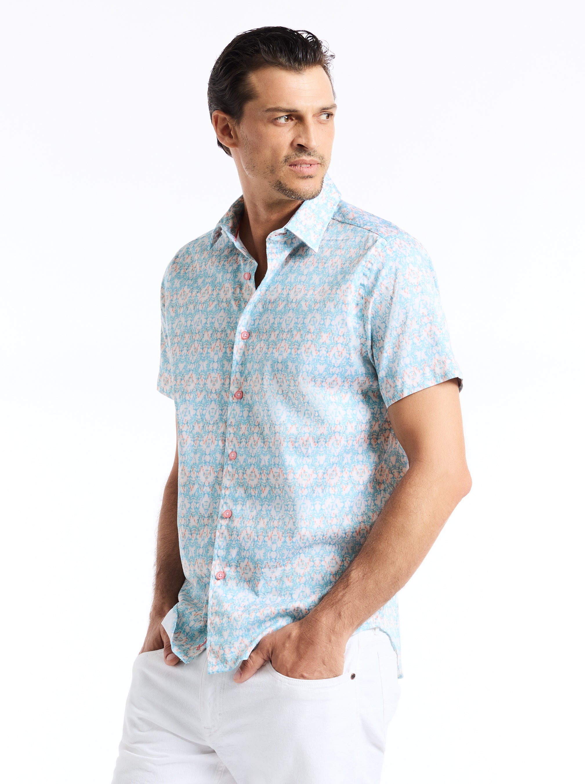 MIRAGE SHORT SLEEVE BUTTON DOWN SHIRT