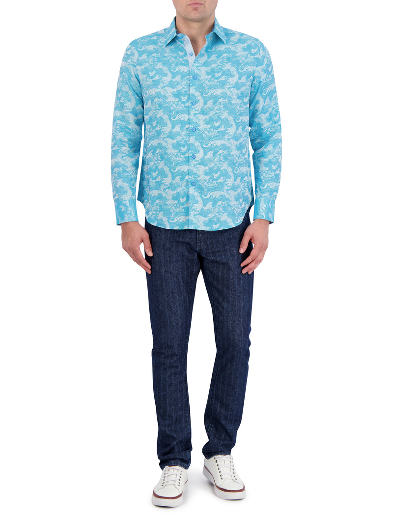 POSEIDON LONG SLEEVE BUTTON DOWN SHIRT