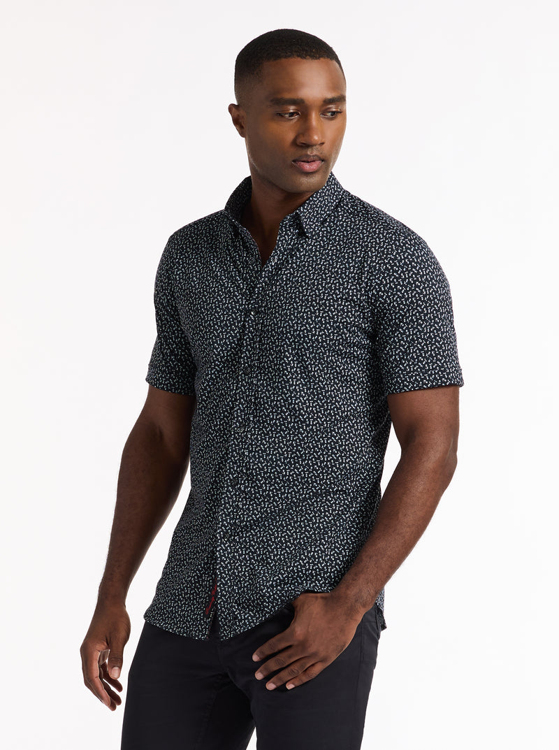 CROSSBONES SHORT SLEEVE BUTTON DOWN SHIRT