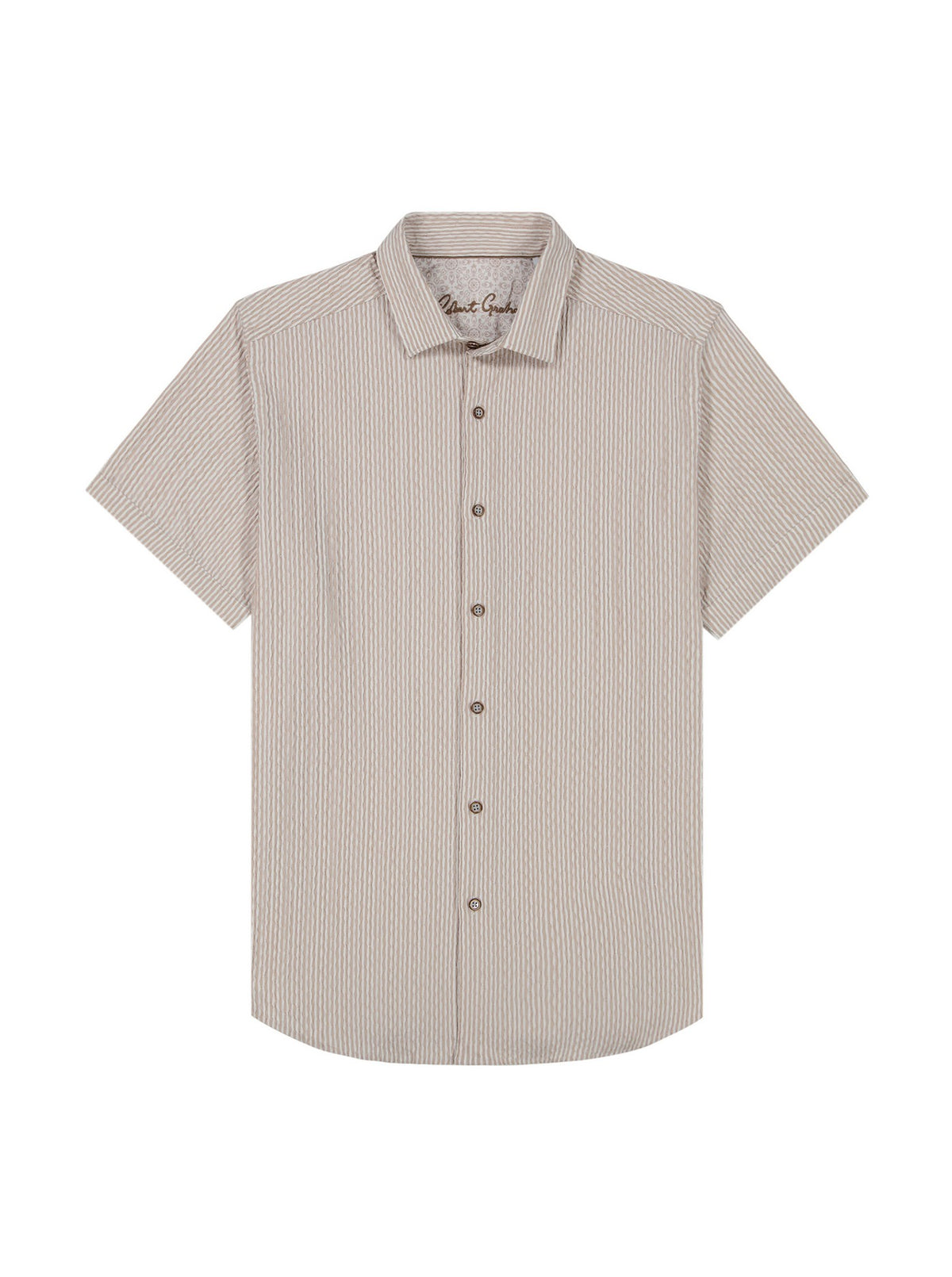 Robert Graham Men's Short Sleeve Button-Down Shirt – Houndstooth Print, Linen-Cotton Blend, Relaxed Fit