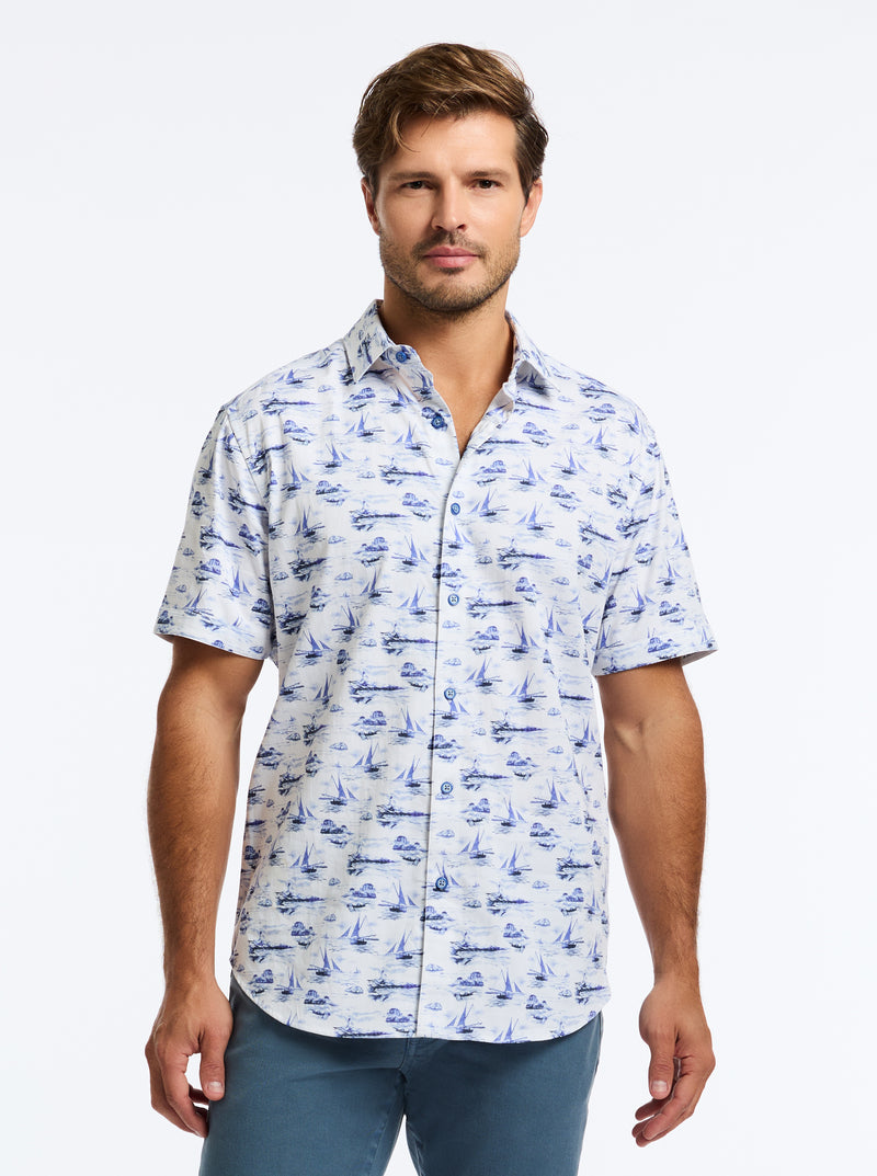 ALBORAN SHORT SLEEVE BUTTON DOWN SHIRT