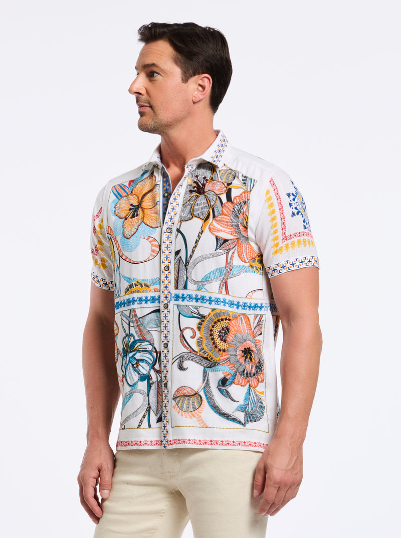 MANZU SHORT SLEEVE BUTTON DOWN SHIRT