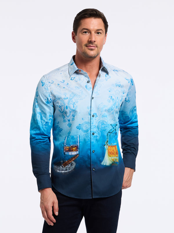robert graham dress shirts Men's Voyage Short Sleeve Shirt, Blue, 3XL keeping the eye guessing until the details come into focus Robert Graham S Blue Houndstooth