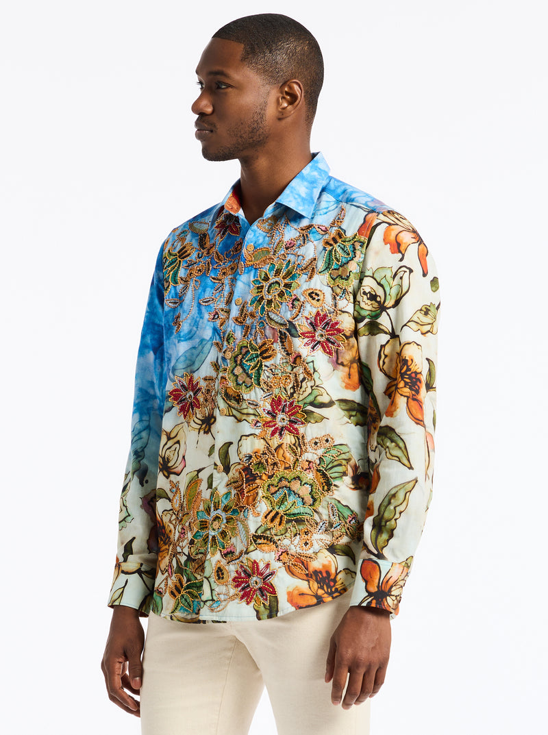 LIMITED EDITION WANDERINBLOSSOM LONG SLEEVE BUTTON DOWN SHIRT TALL