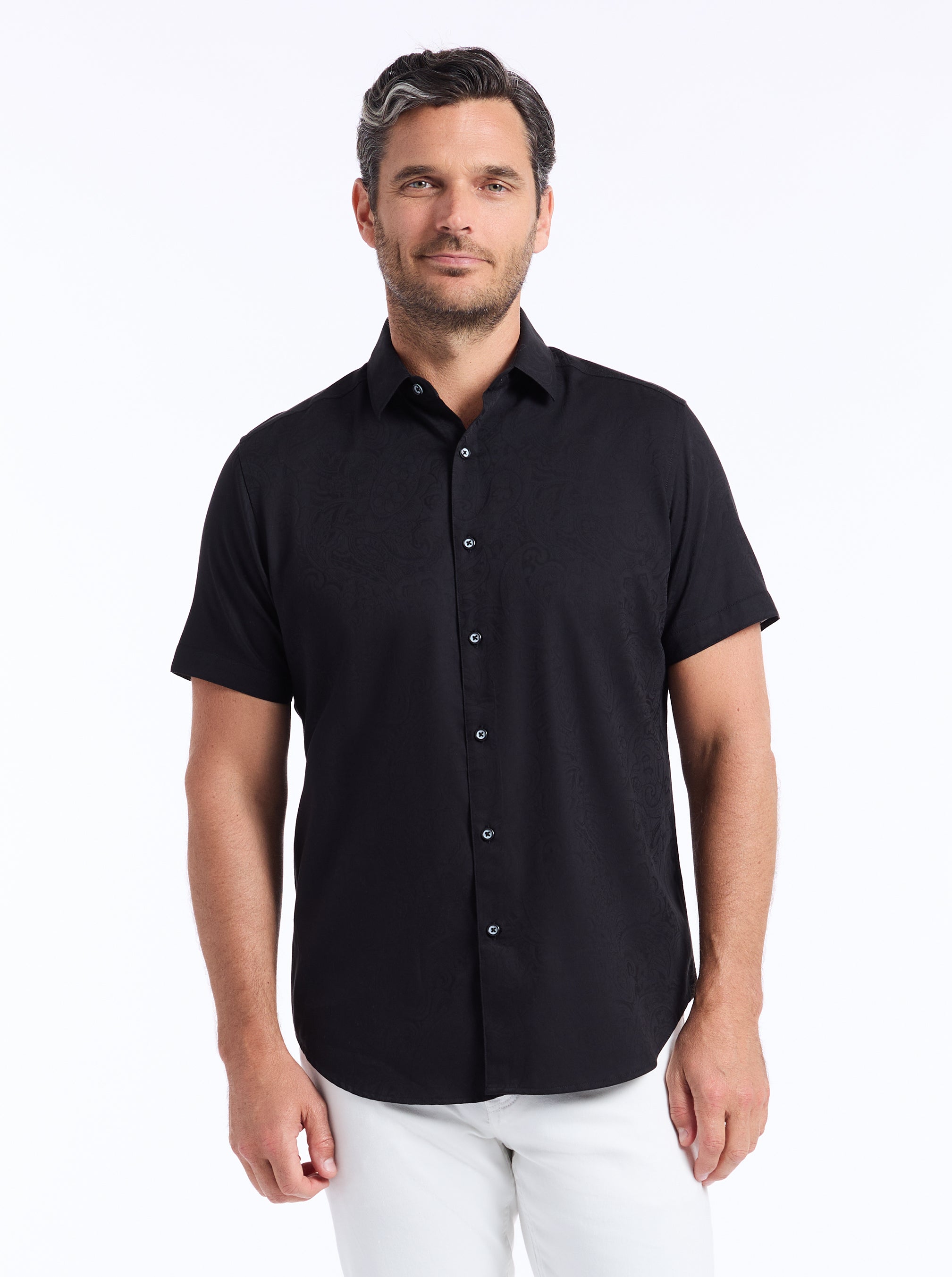 【値下げ中】Unlikely /Button Down Shirts Black HUDSON SHORT SLEEVE BUTTON DOWN SHIRT