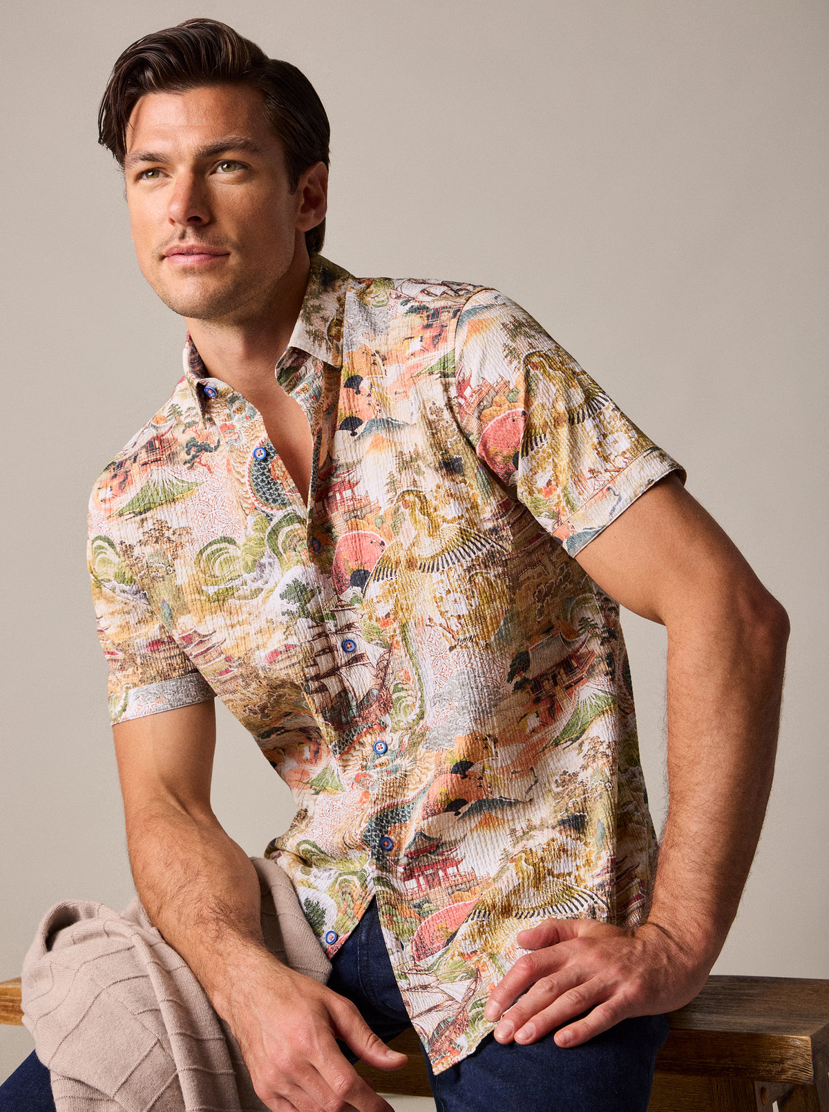 TENGU SHORT SLEEVE BUTTON DOWN SHIRT TALL