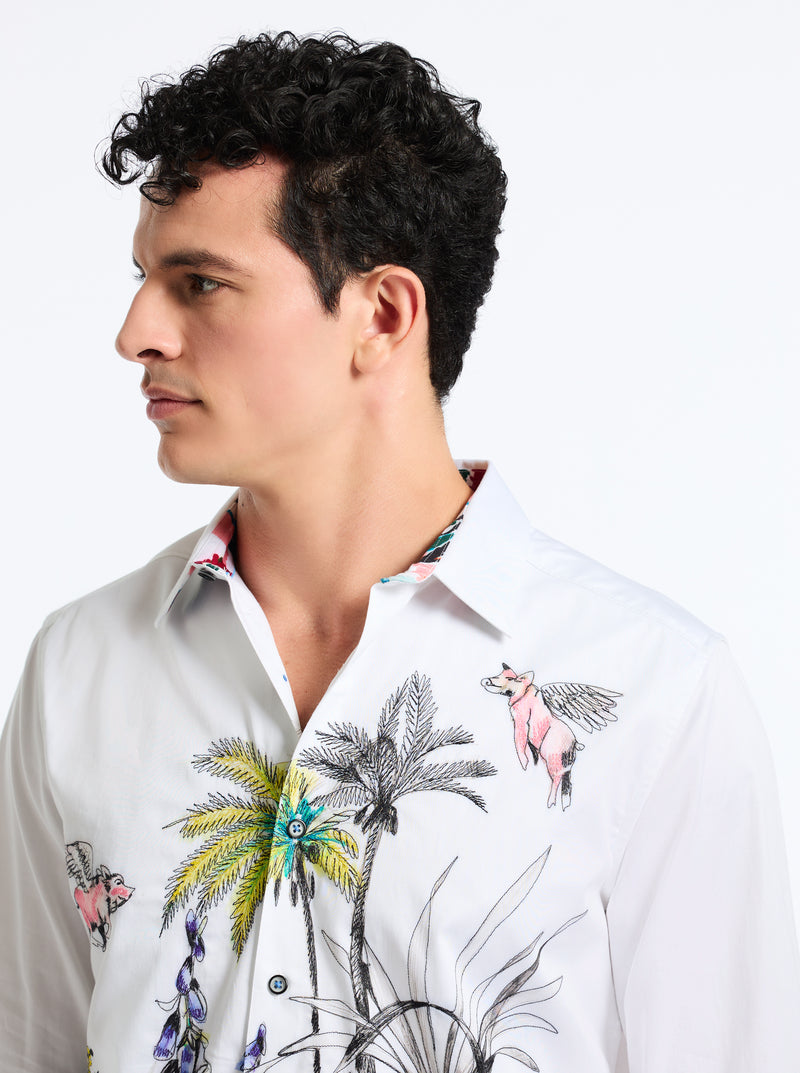WHEN PIGS FLY LONG SLEEVE BUTTON DOWN SHIRT TALL