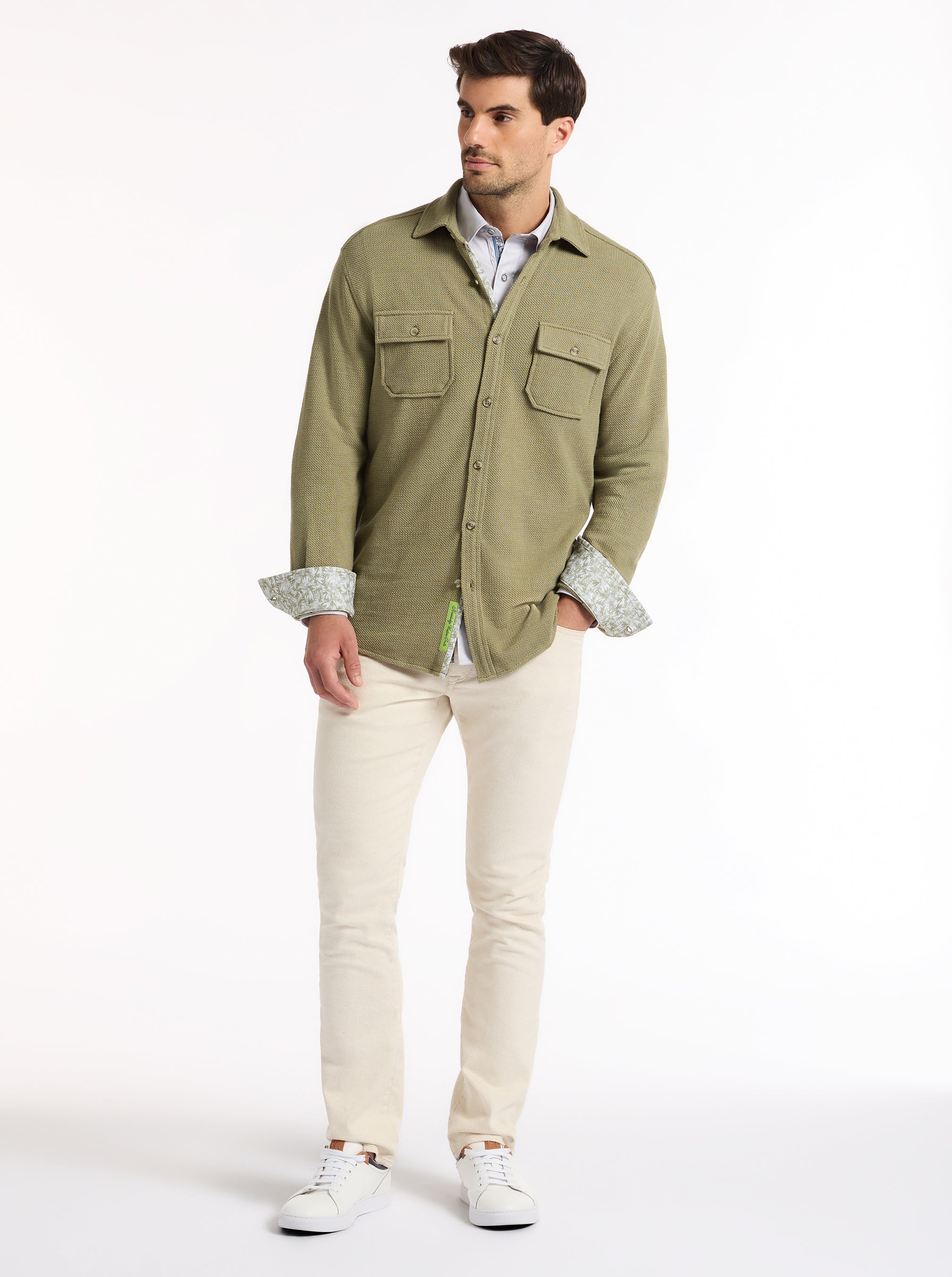 WAYNE LONG SLEEVE BUTTON DOWN KNIT SHIRT