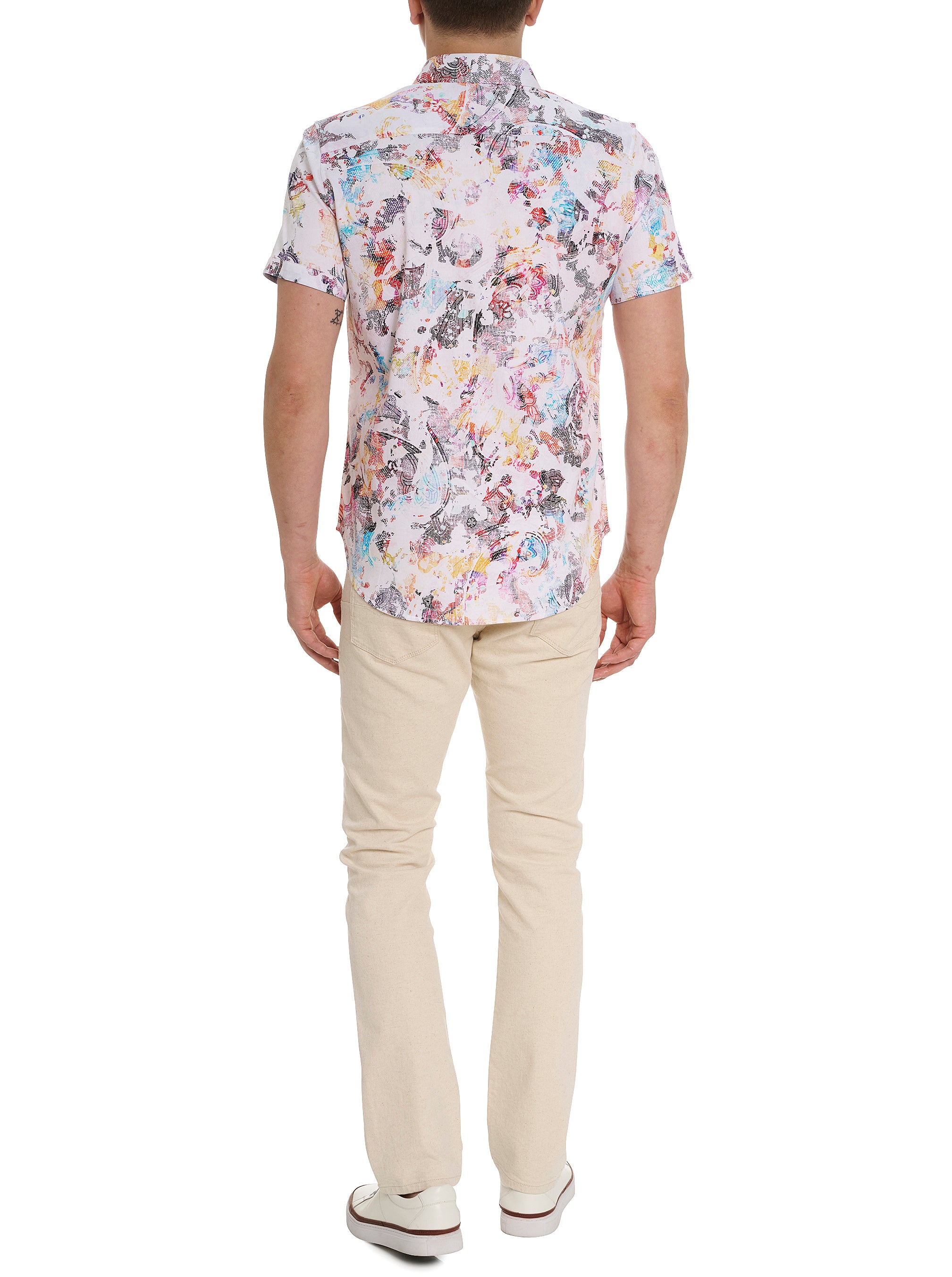 SPLASH OF COLOR SHORT SLEEVE BUTTON DOWN SHIRT