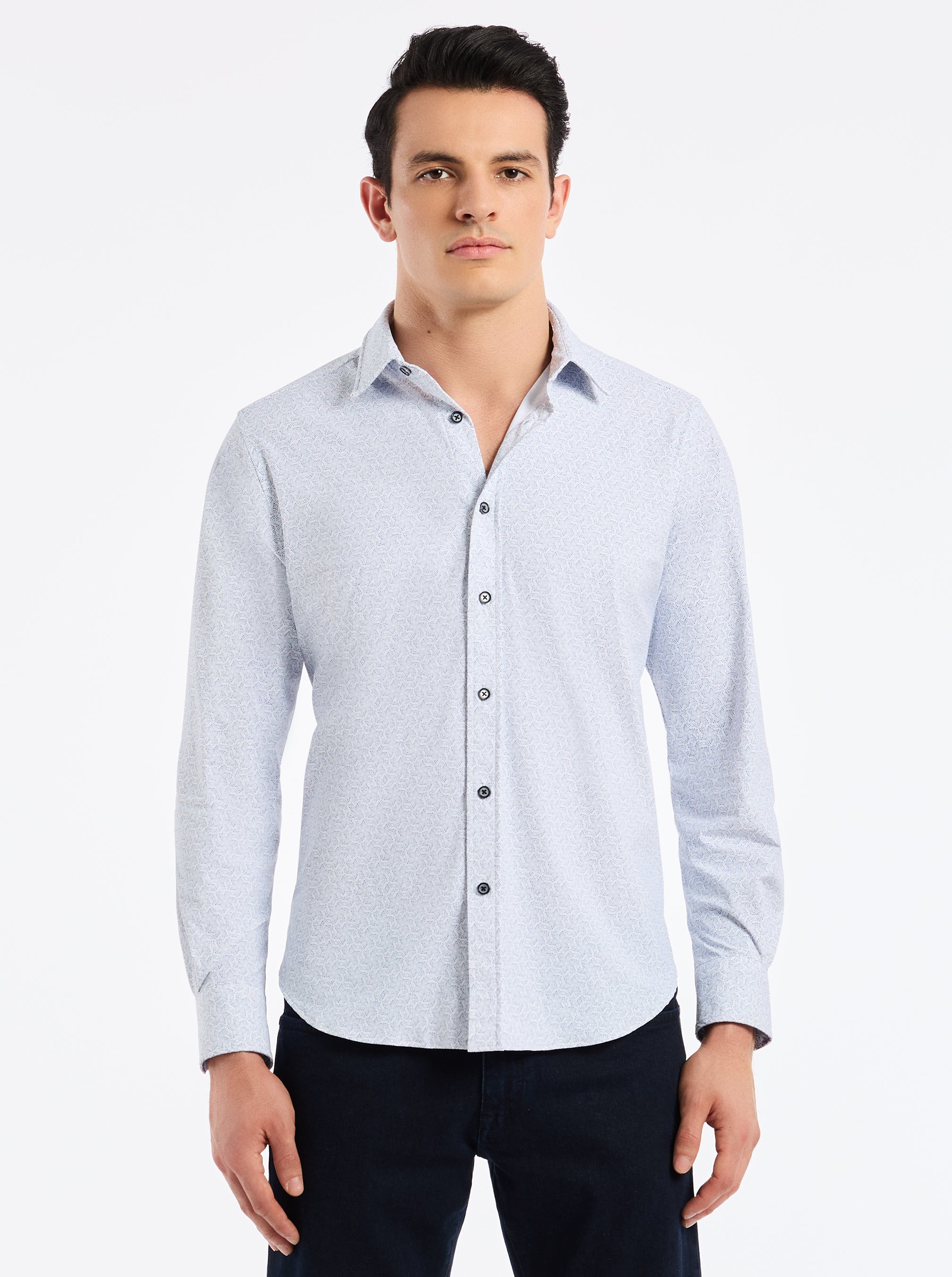 ASTERIK LONG SLEEVE BUTTON DOWN SHIRT