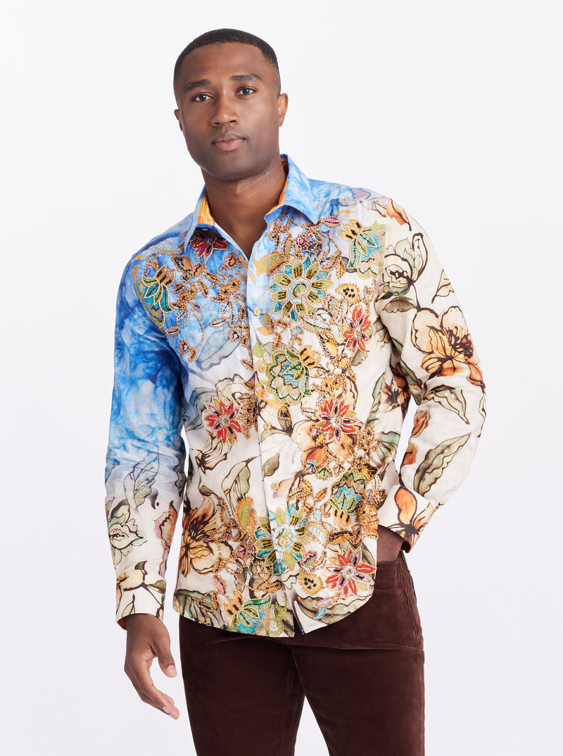 LIMITED EDITION WANDERINBLOSSOM LONG SLEEVE BUTTON DOWN SHIRT