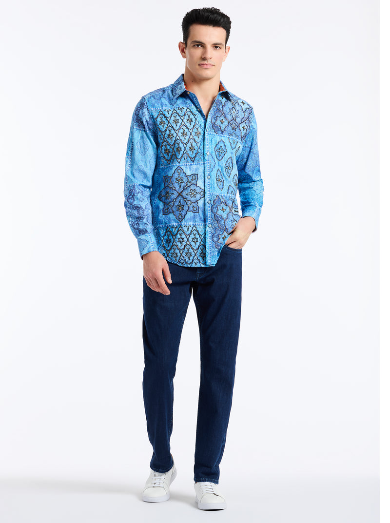 LIMITED EDITION JUNGLE BLUES LONG SLEEVE BUTTON DOWN SHIRT