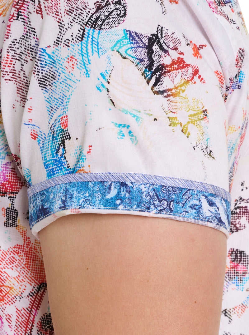 SPLASH OF COLOR SHORT SLEEVE BUTTON SHIRT