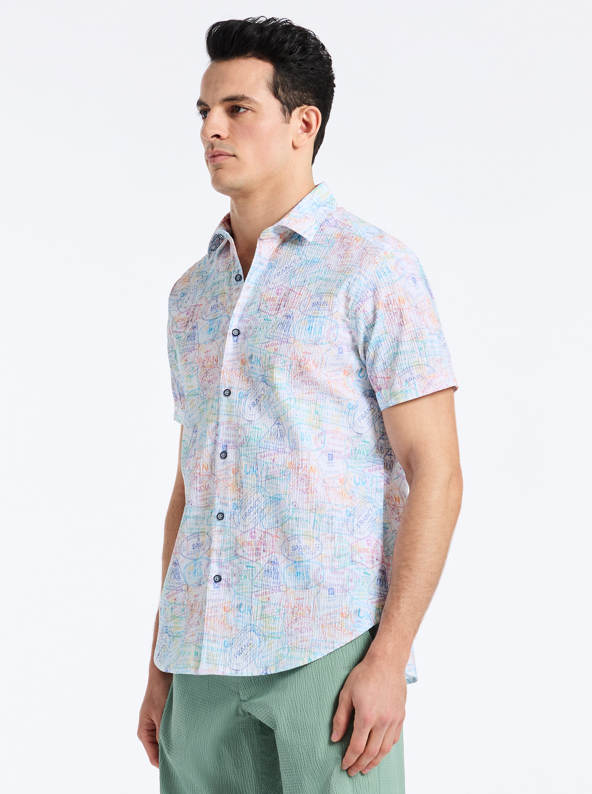 PASSPORT SHORT SLEEVE BUTTON DOWN SHIRT BIG