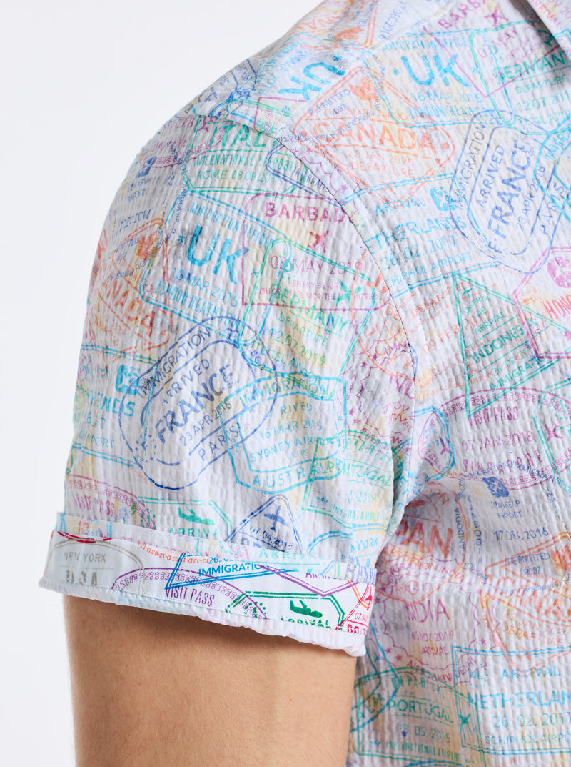 PASSPORT SHORT SLEEVE BUTTON DOWN SHIRT TALL