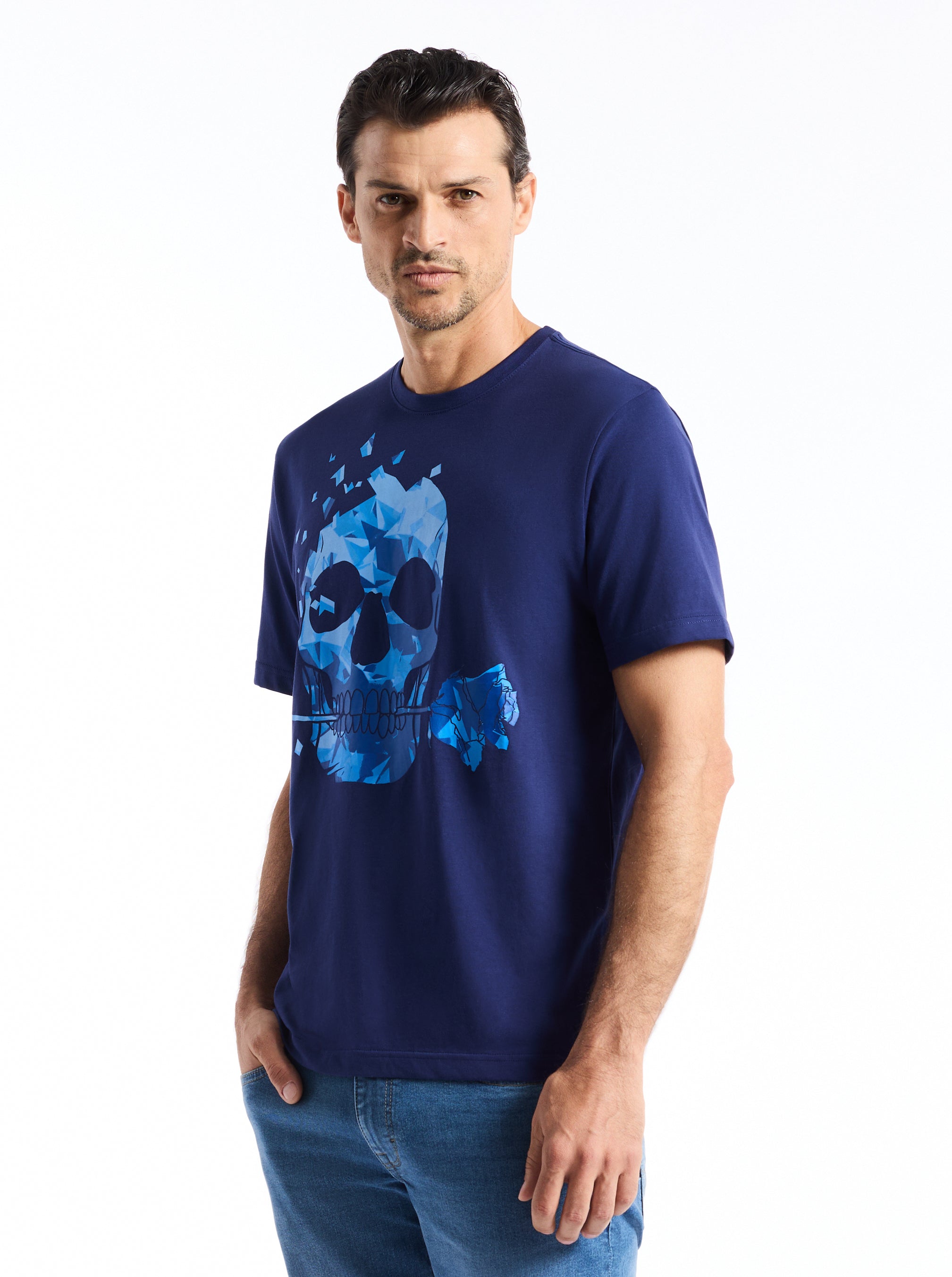 トップス Subculture SC SHORT SKULL SHIRT/BLUE / 2 TILE SKULL SHORT SLEEVE T-SHIRT