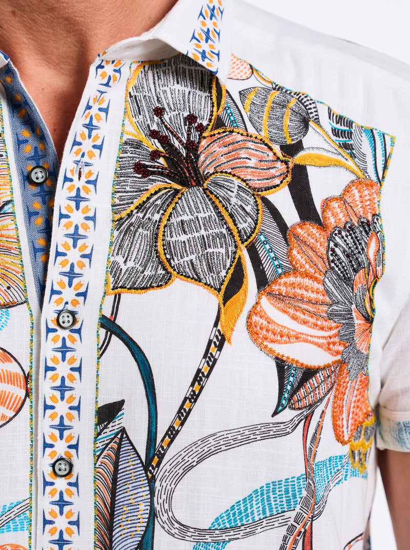 MANZU SHORT SLEEVE BUTTON DOWN SHIRT