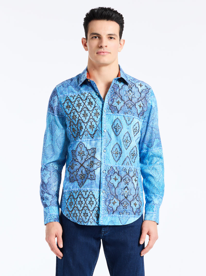 LIMITED EDITION JUNGLE BLUES LONG SLEEVE BUTTON DOWN SHIRT