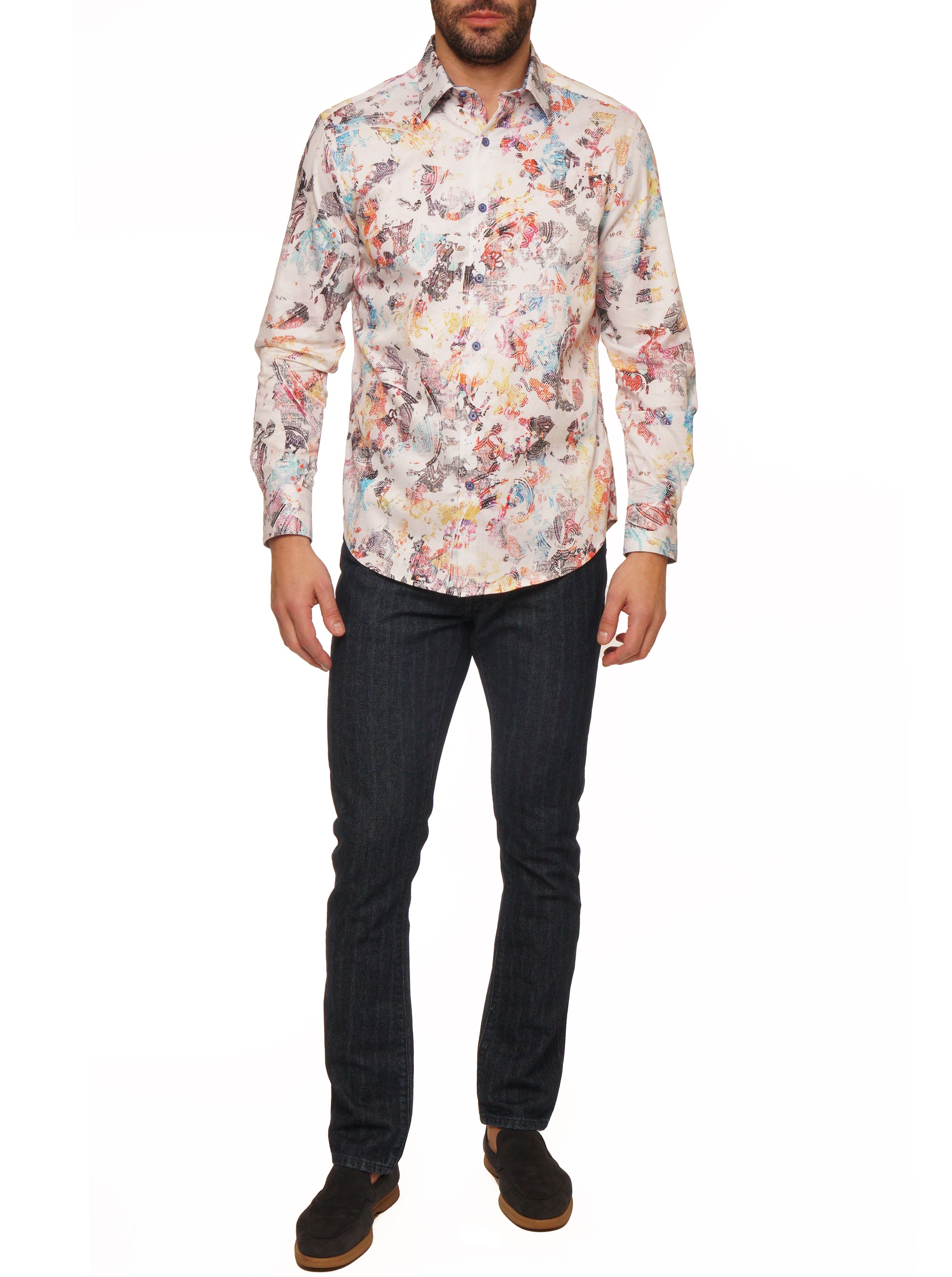 SPLASH OF COLOR LONG SLEEVE BUTTON DOWN SHIRT