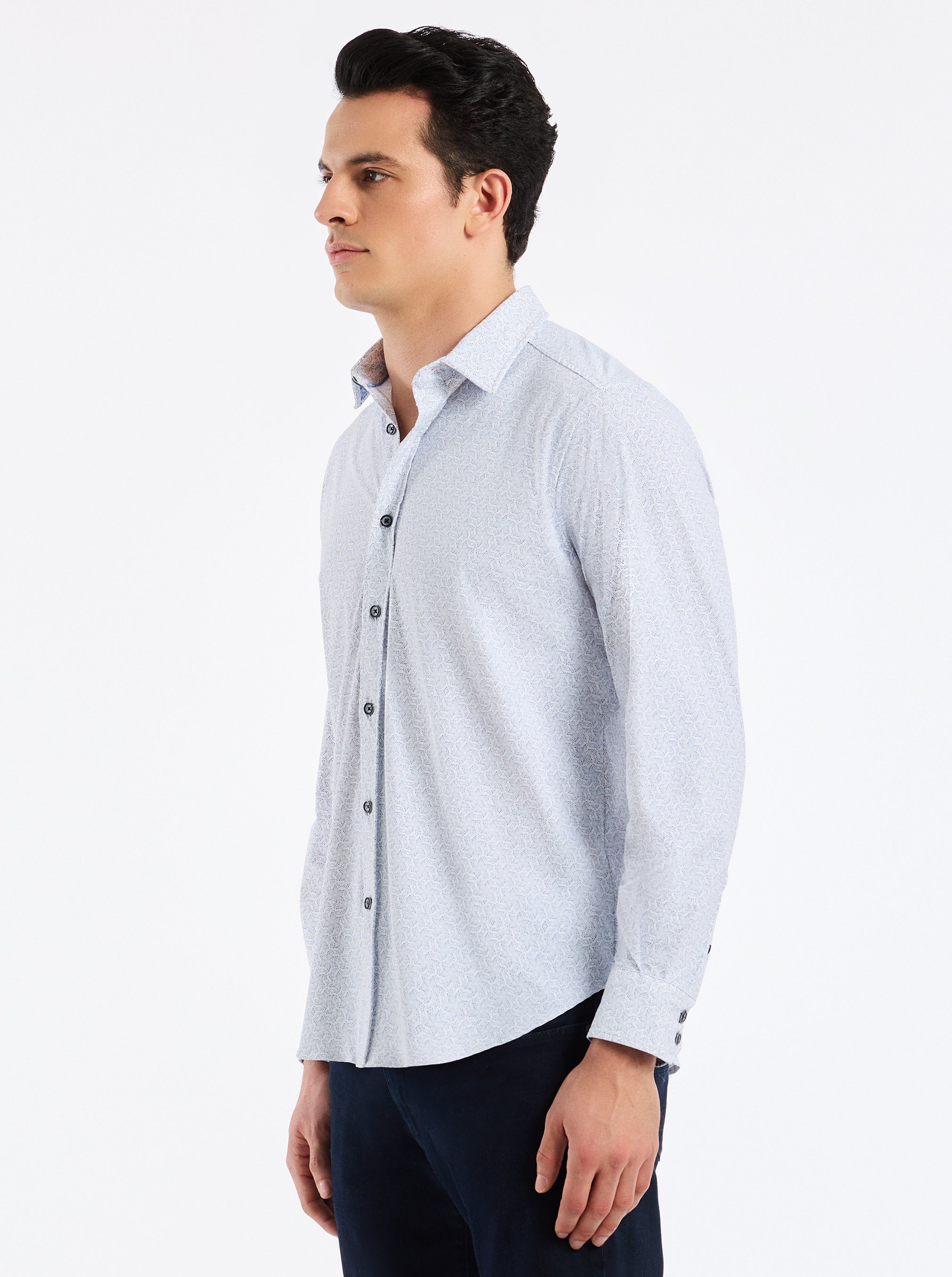 ASTERIK LONG SLEEVE BUTTON DOWN SHIRT