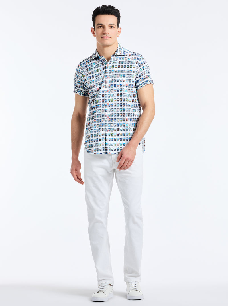 PARADIS PORTAL SHORT SLEEVE BUTTON DOWN SHIRT
