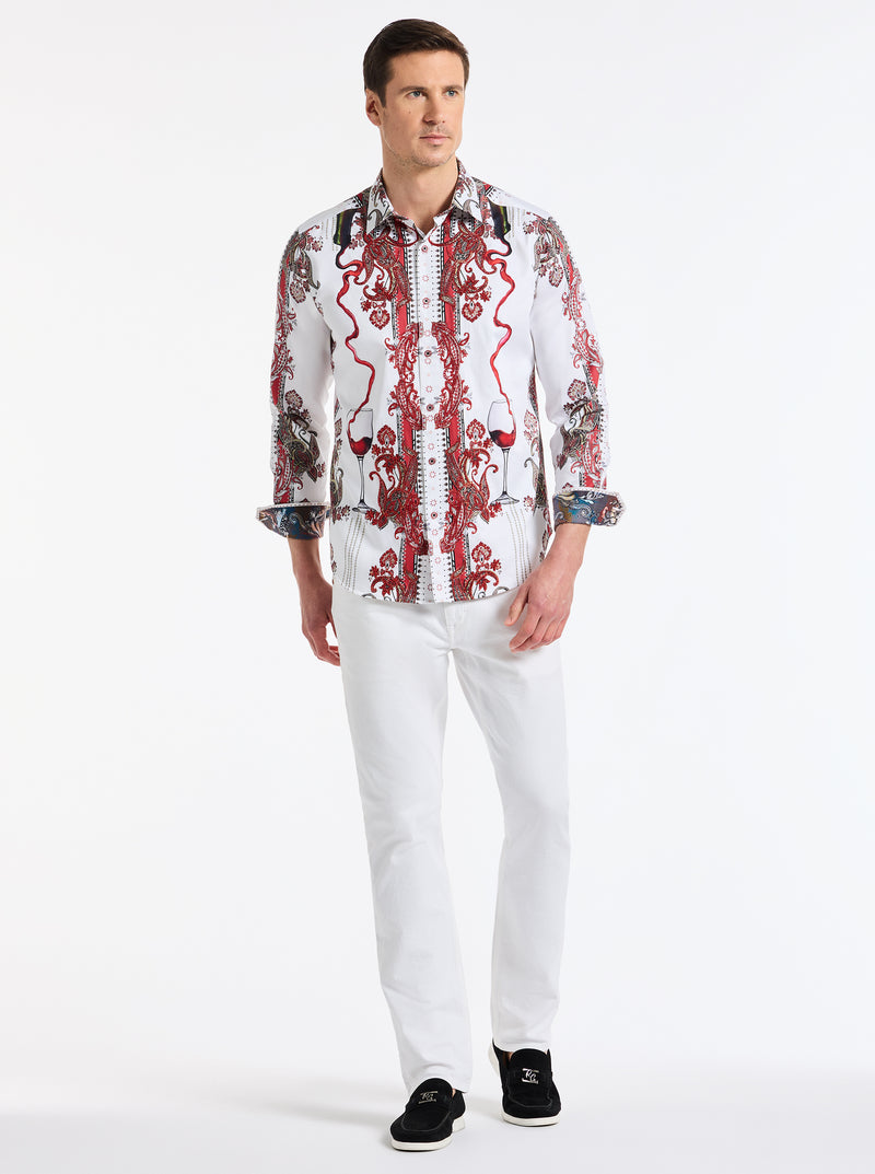 NAUGHTY & NICE LONG SLEEVE BUTTON DOWN SHIRT