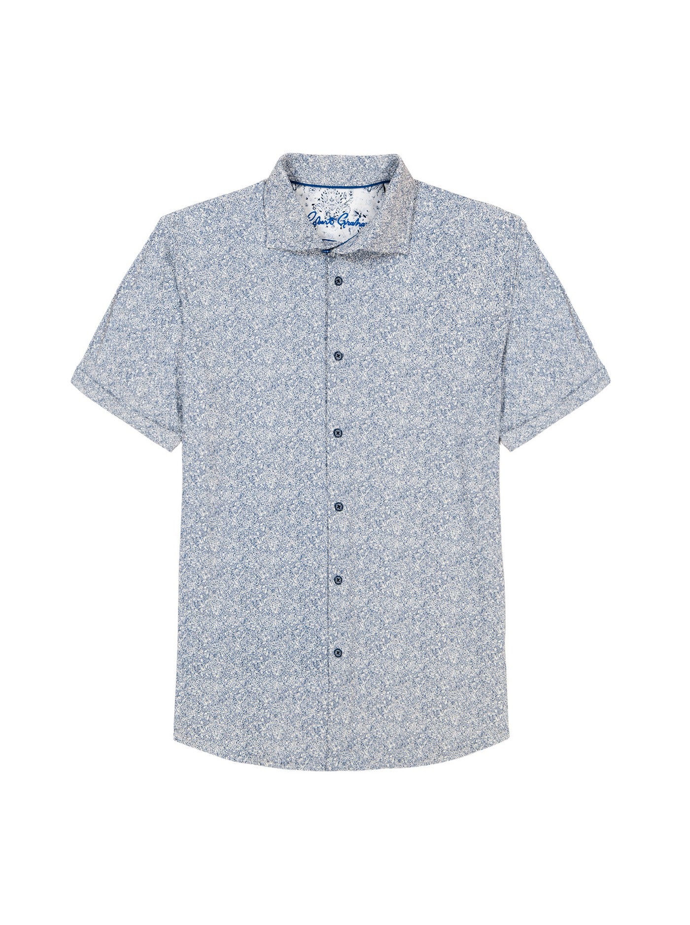 SCRAWL SHORT SLEEVE BUTTON DOWN SHIRT