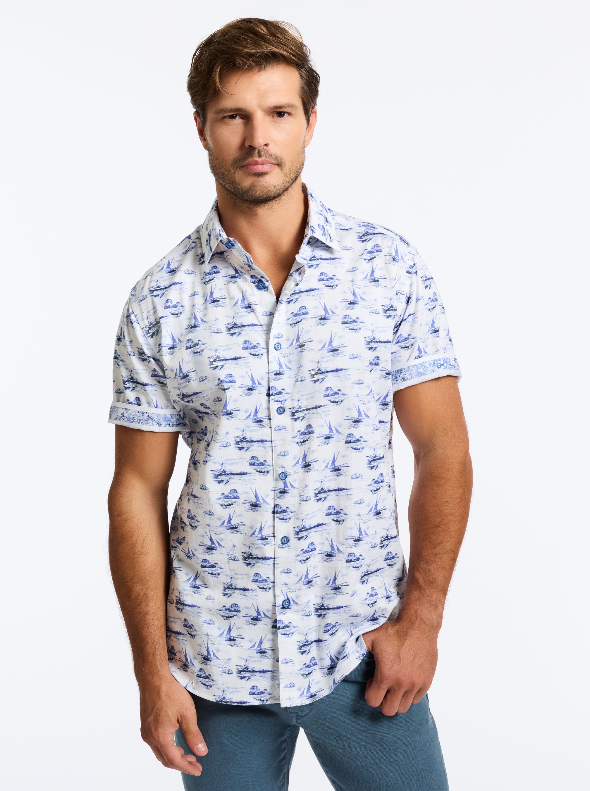 ALBORAN SHORT SLEEVE BUTTON DOWN SHIRT