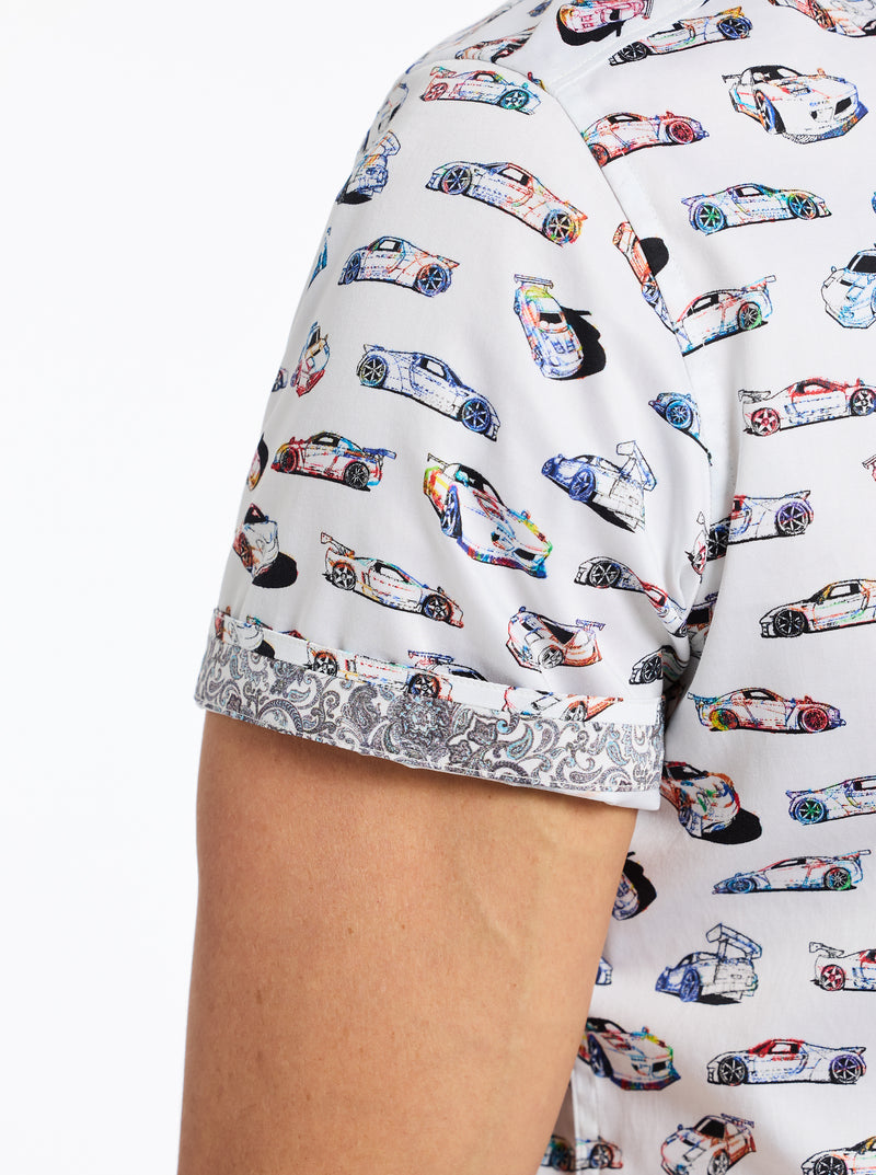 NEON WHEELS SHORT SLEEVE BUTTON DOWN SHIRT