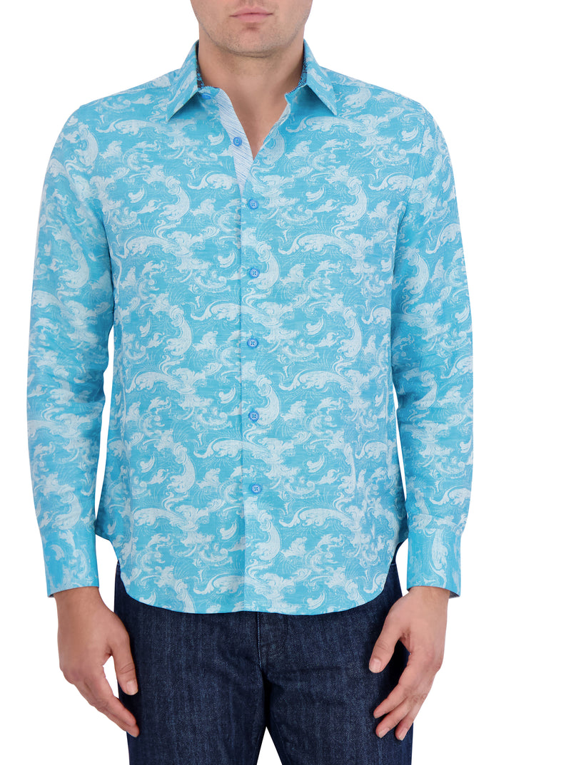 POSEIDON LONG SLEEVE BUTTON DOWN SHIRT
