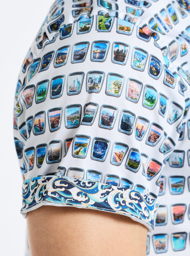 PARADIS PORTAL SHORT SLEEVE BUTTON DOWN SHIRT