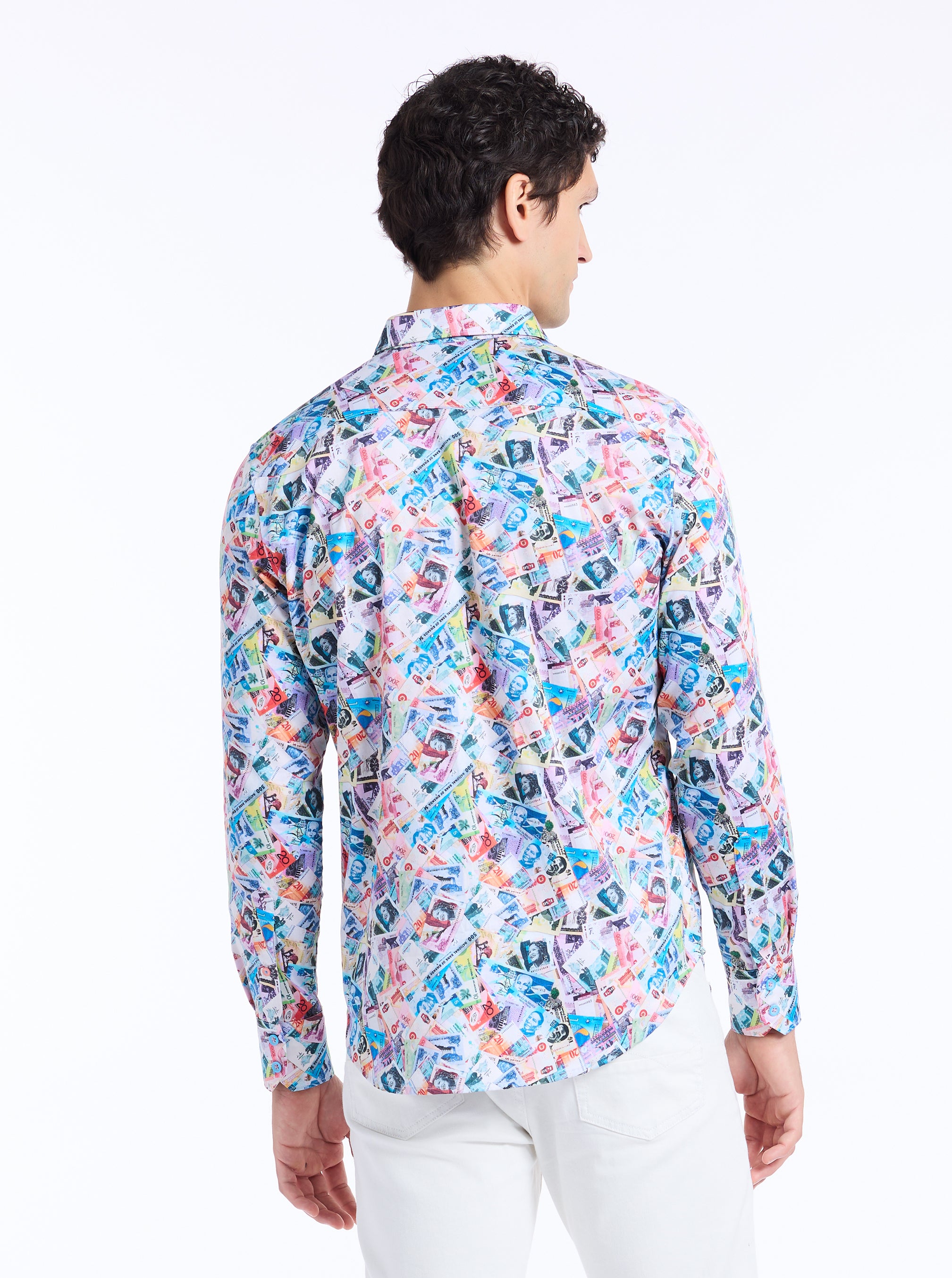 VACATION FUND LONG SLEEVE BUTTON DOWN SHIRT