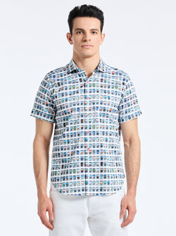 PARADIS PORTAL SHORT SLEEVE BUTTON DOWN SHIRT