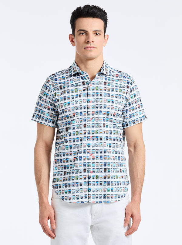 PARADIS PORTAL SHORT SLEEVE BUTTON DOWN SHIRT