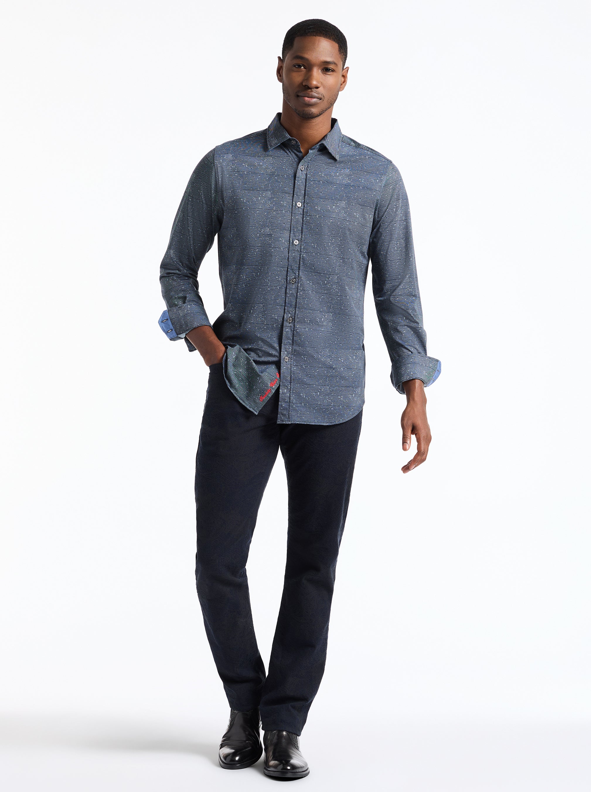 DOYER LONG SLEEVE BUTTON DOWN KNIT SHIRT