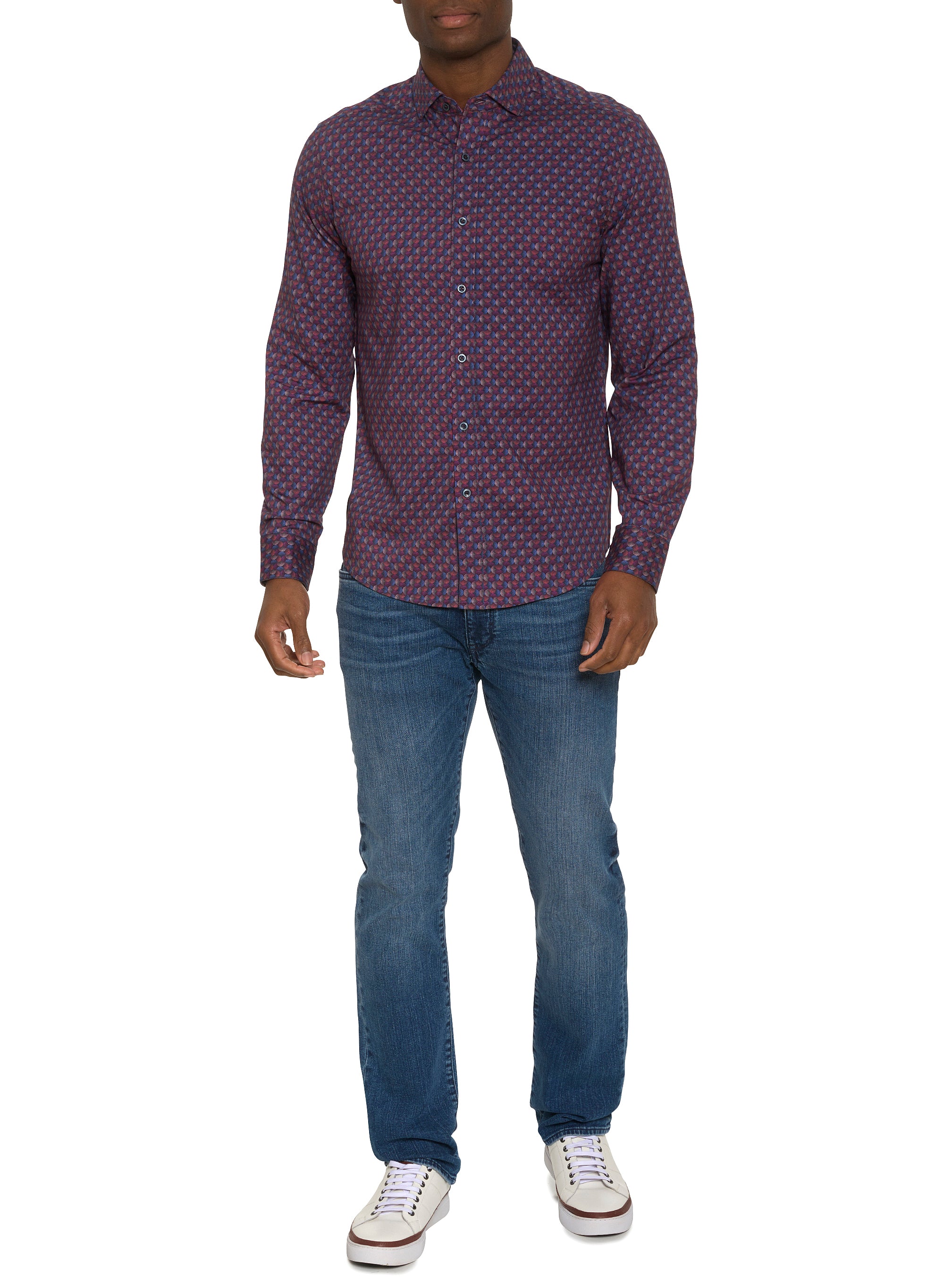 BARRONE MOTION LONG SLEEVE BUTTON DOWN SHIRT