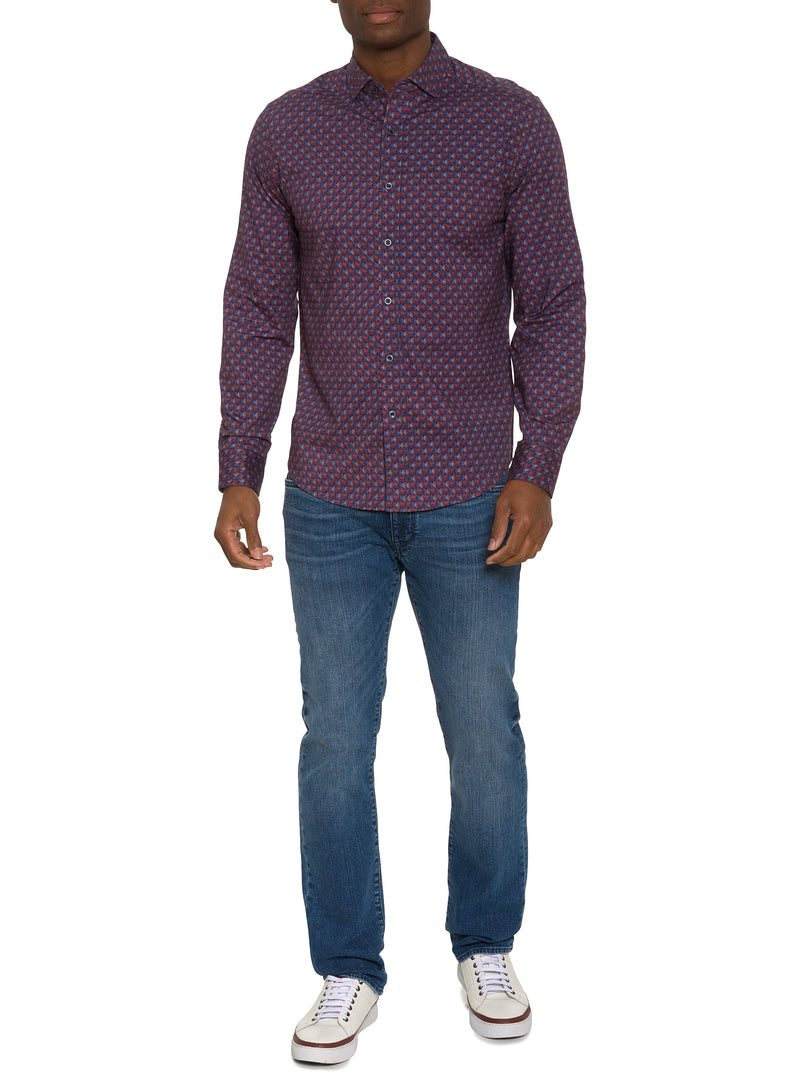 BARRONE LONG SLEEVE KNIT BUTTON DOWN SHIRT