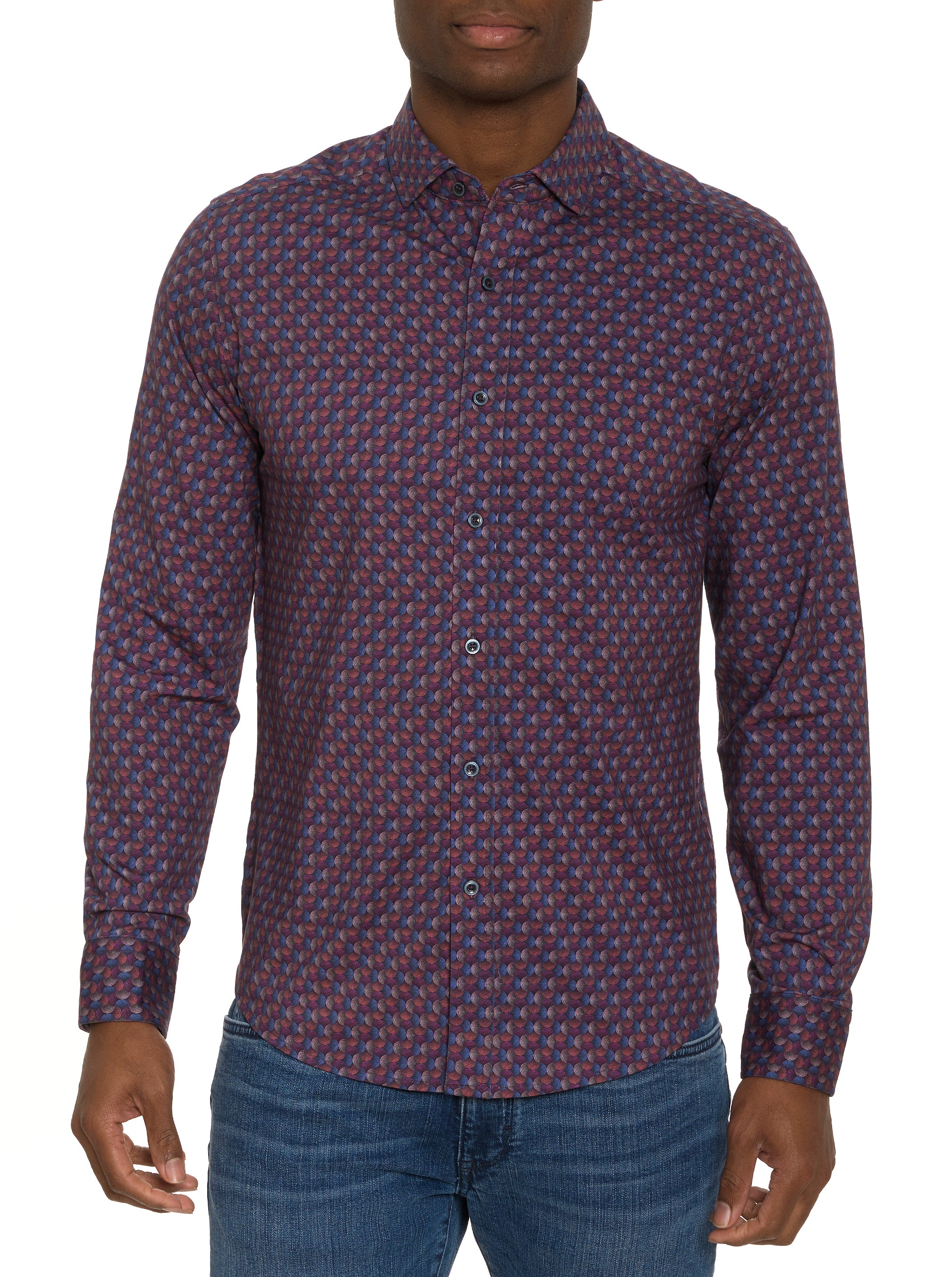 BARRONE MOTION LONG SLEEVE BUTTON DOWN SHIRT