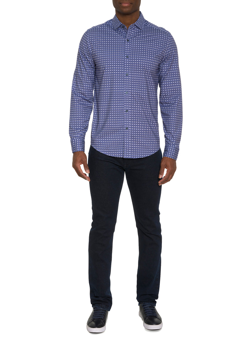 BERNARDI MOTION LONG SLEEVE KNIT BUTTON DOWN SHIRT