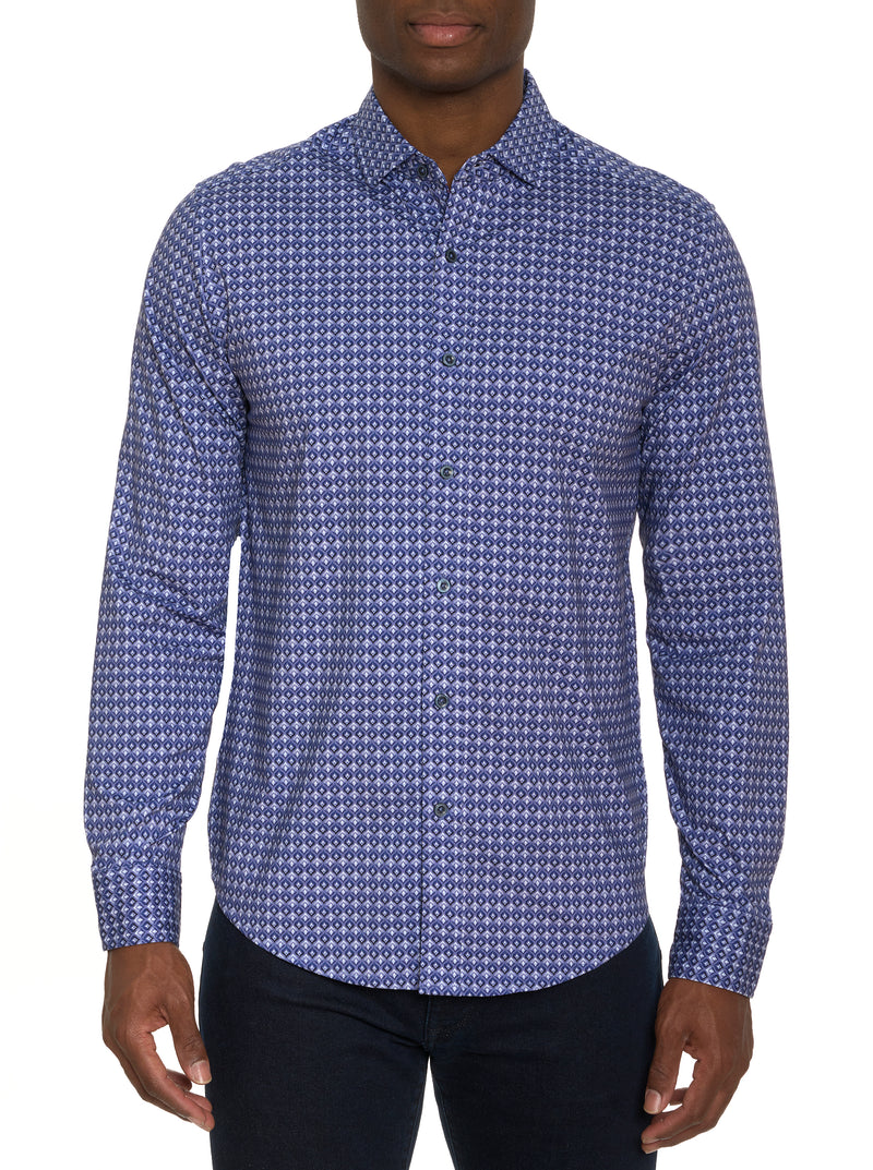 BERNARDI MOTION LONG SLEEVE KNIT BUTTON DOWN SHIRT